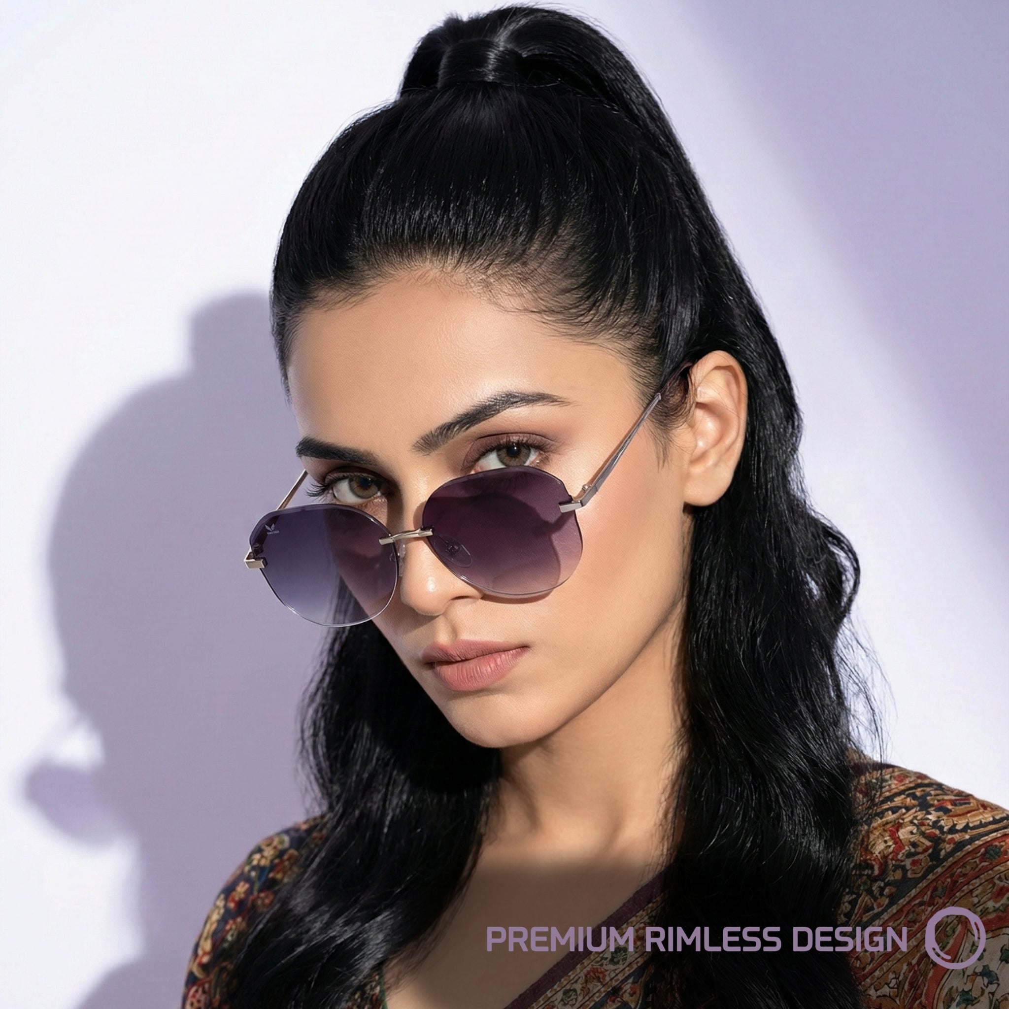 PERKEY UV Protected Stylish Rimless Sunglasses For Women - PRKY0015-C1