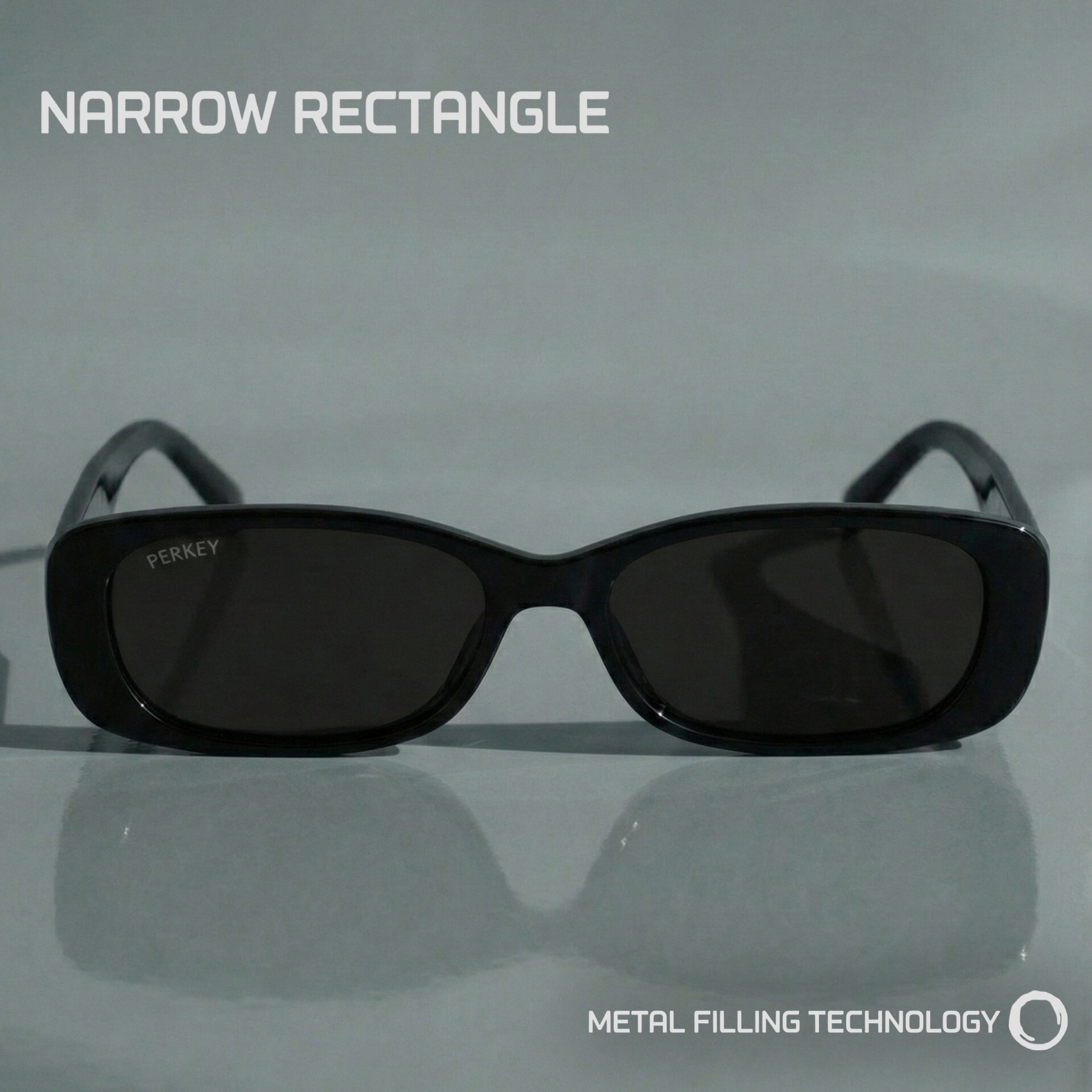 PERKEY Rectangle Black UV Protected Polarized Cooling Sunglasses Men Women - PRKY006-C1