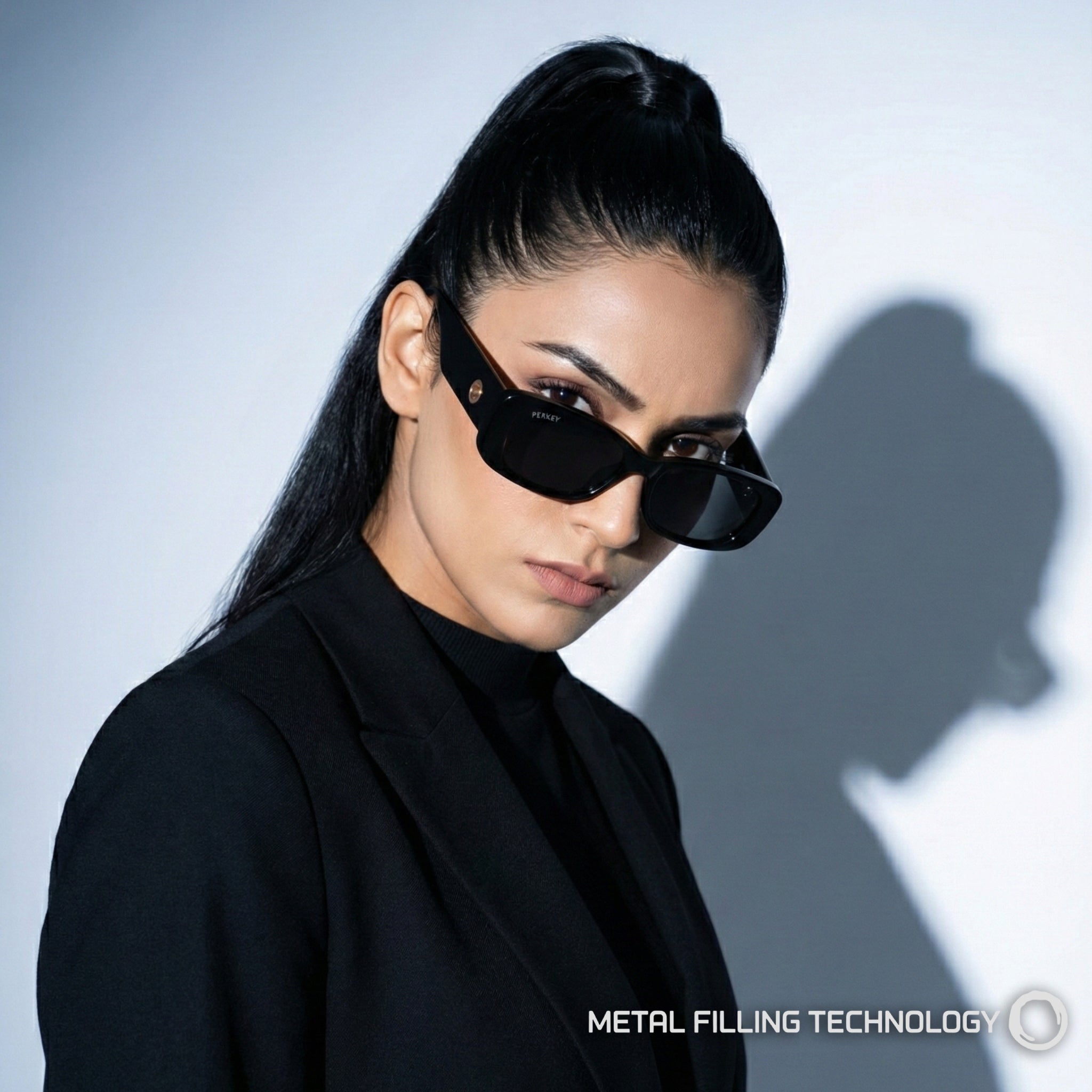 PERKEY Rectangle Black UV Protected Polarized Cooling Sunglasses Men Women - PRKY006-C1