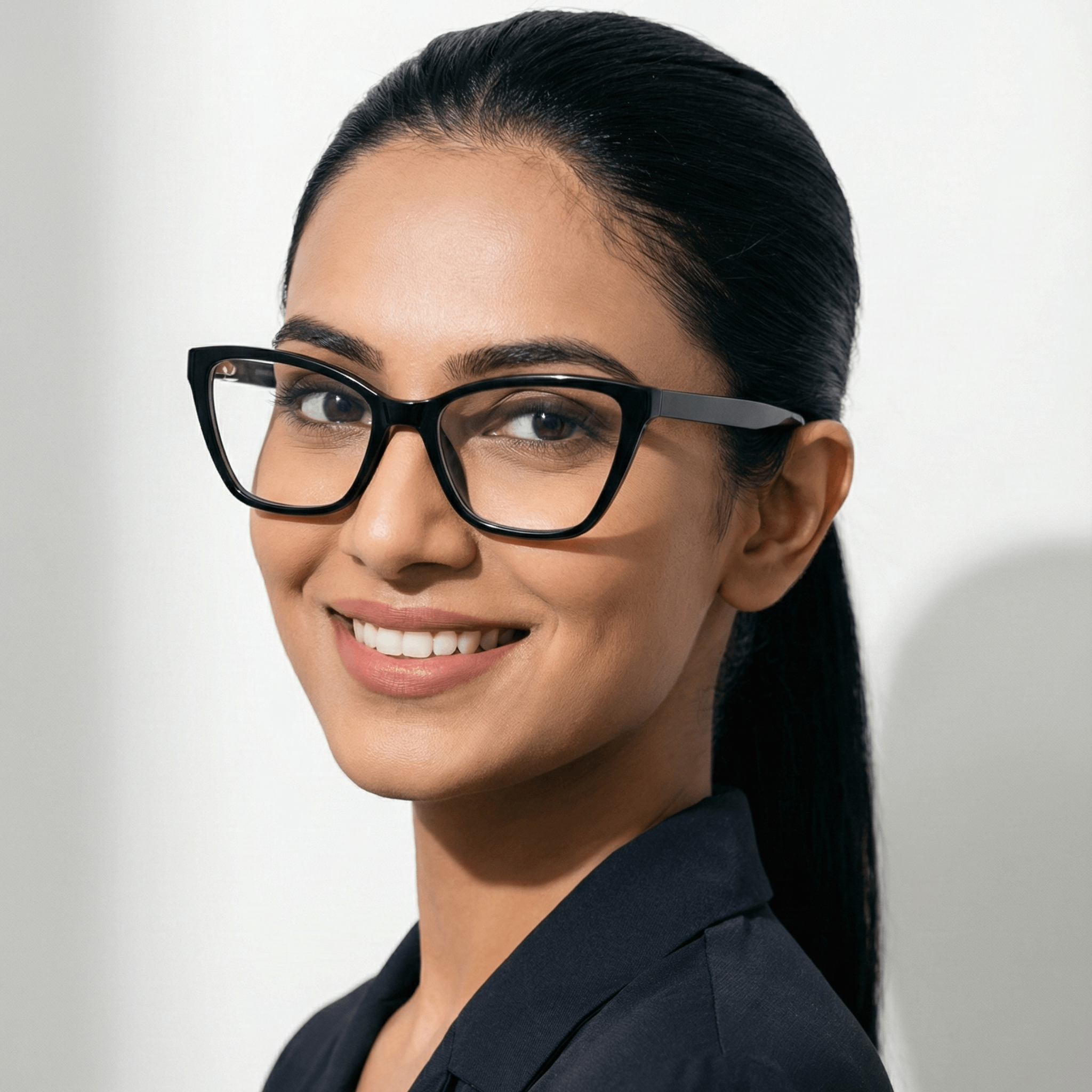 PERKEY Soft Cat Eye Full Rim Black Eyeglass Frame For Women - OPTL0021-C1