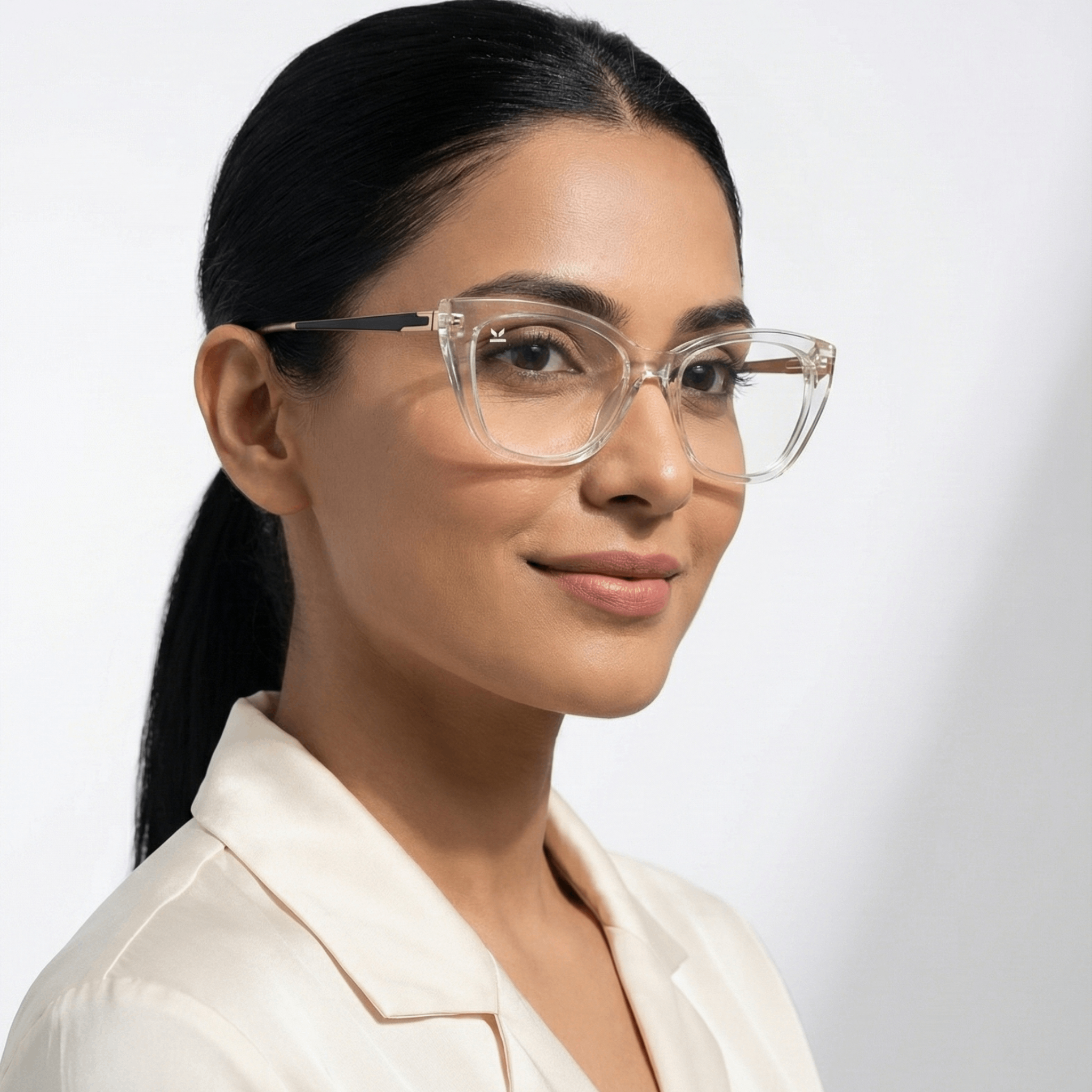 PERKEY Cat Eye Bold Glossy Transparent Spectacle Frame For Women - OPTL0024-C2