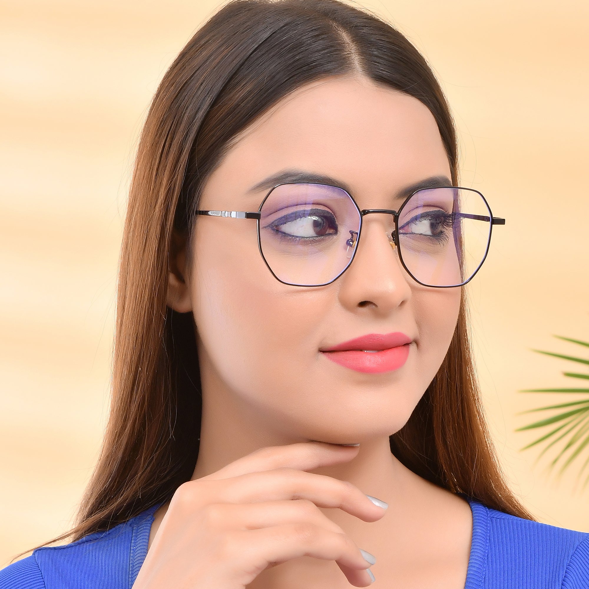 Royal Son Hexagonal Blue Ray Cut Men Women Eye Glasses - SF0019-C1