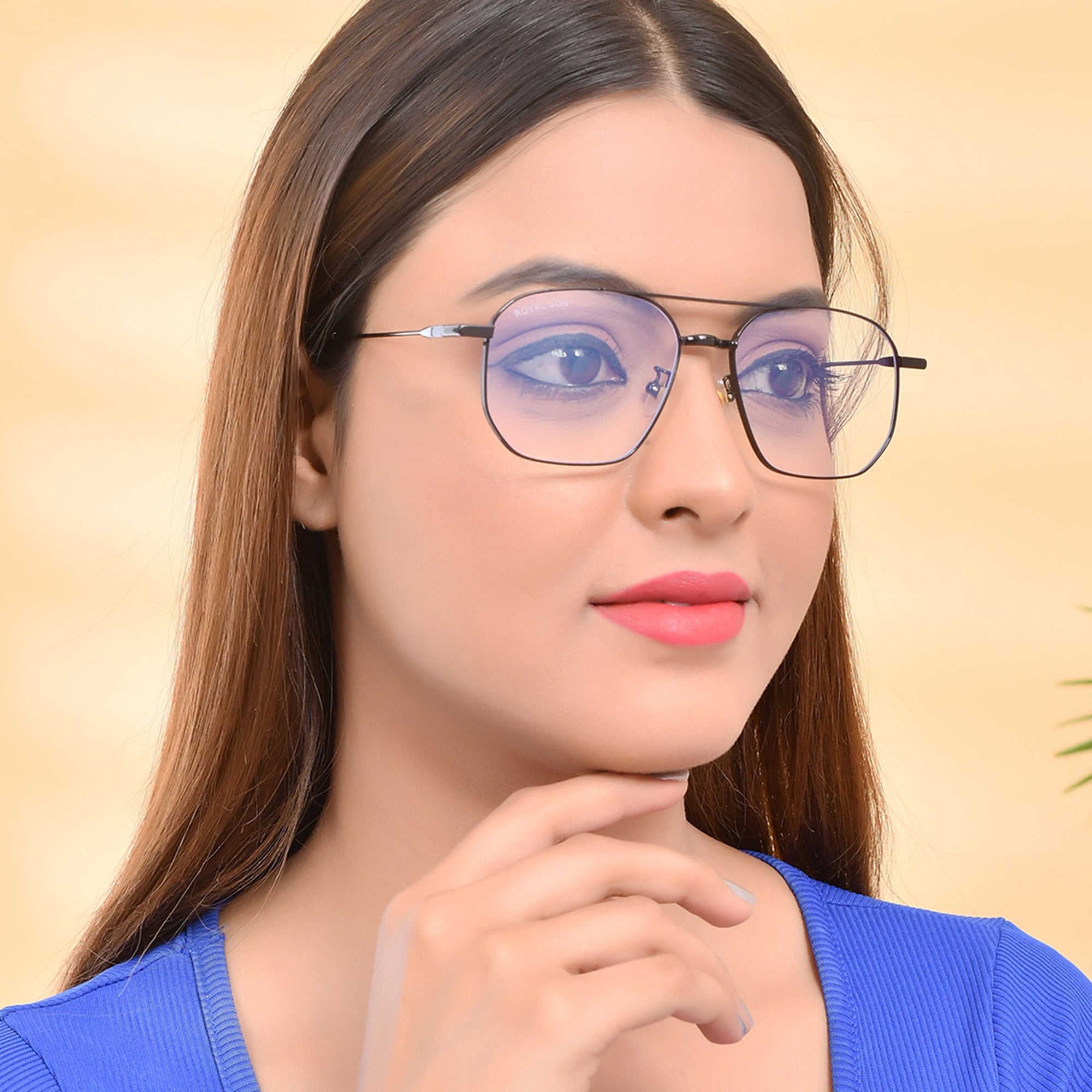 Royal Son Square Blue Ray Cut Men Women Eye Glasses - SF0020-C1