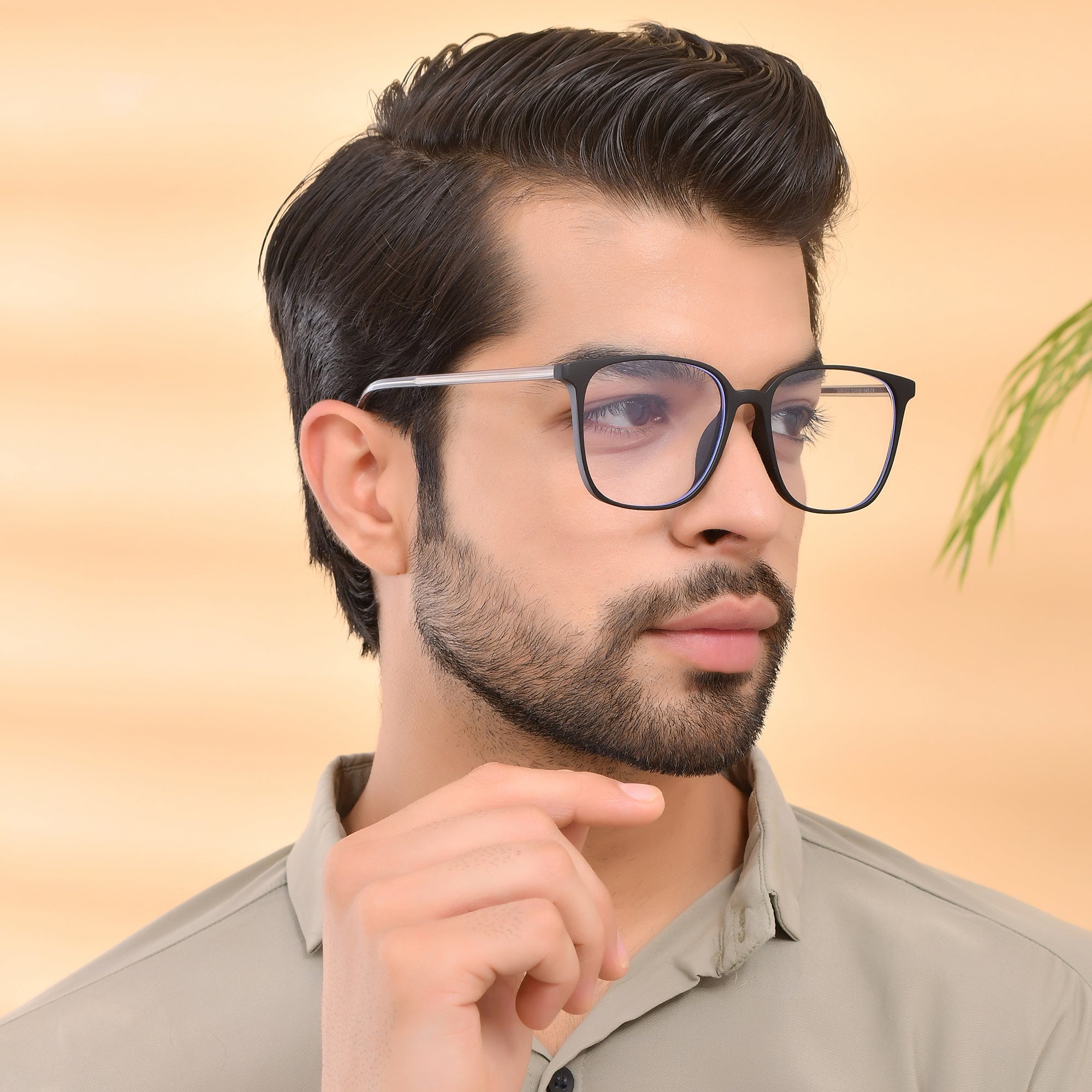 Royal Son Square Transparent Blue Ray Cut Stylish Eye Protection Men's Spectacles Frame - SF0026-C1