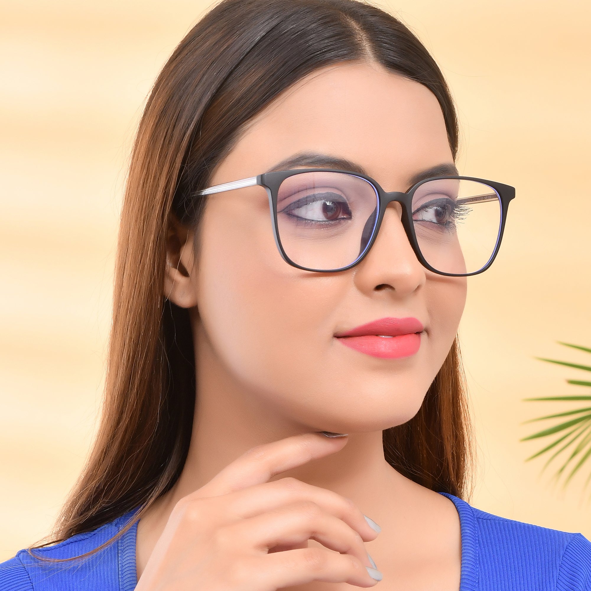 Royal Son Square Transparent Blue Ray Cut Stylish Eye Protection Men's Spectacles Frame - SF0026-C1