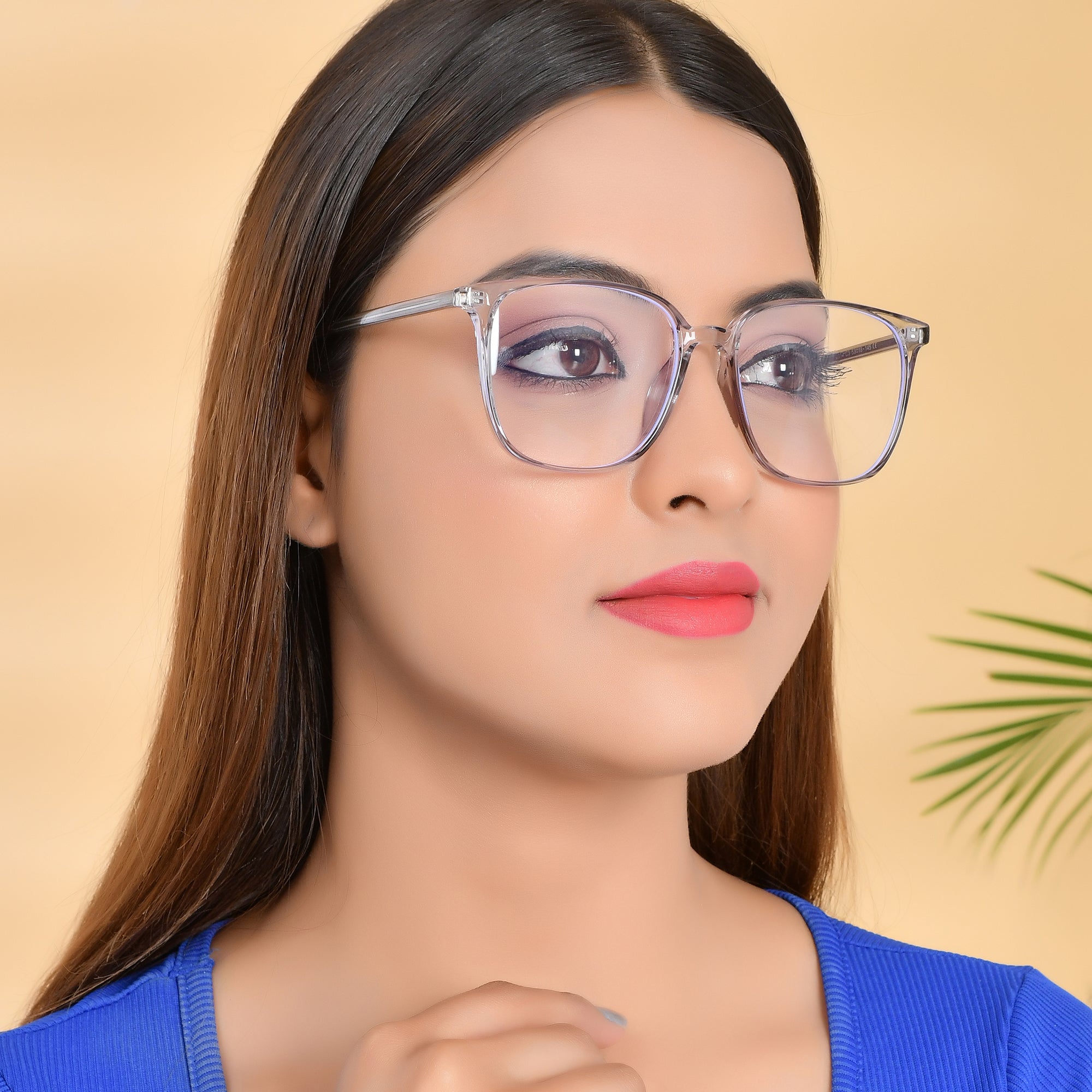 Royal Son Square Clear Blue Block Stylish Uv Rays Eye Protection Eyeglasses Men Women - SF0026-C2