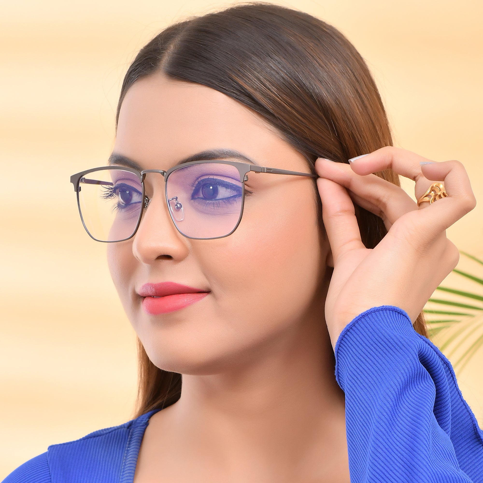 Royal Son Square Matte Black  Blue Light Blocking Spectacles Frames Men Women - SF0086-C1