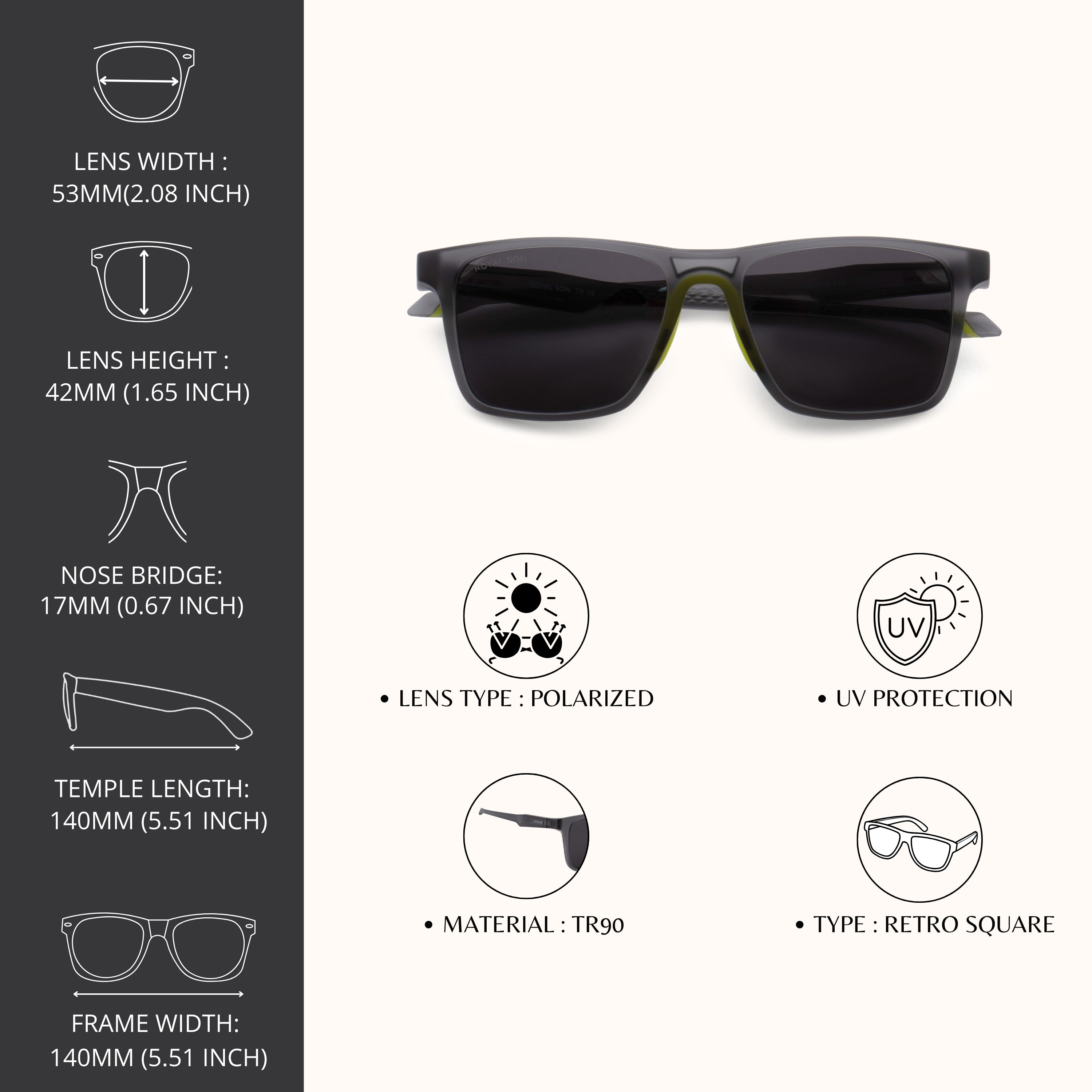 Royal Son Black Cooling Polarized Goggles For Men Stylish - SG-RS1010-C3