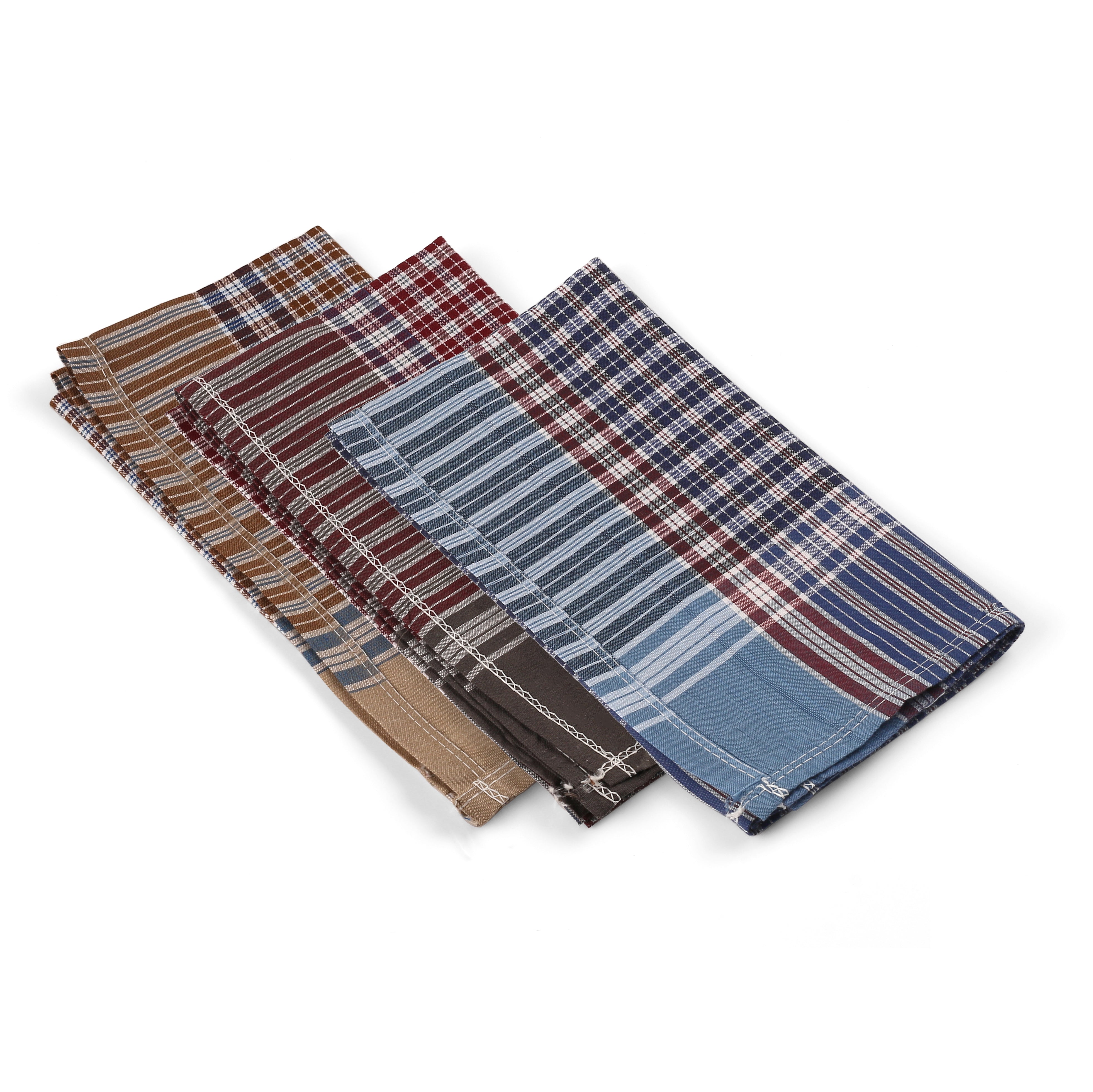 ROYAL SON Men's Premium Cotton Casual Handkerchief Hanky (Multicolor) (Pack of 06) - HNYK-CHKS-6P