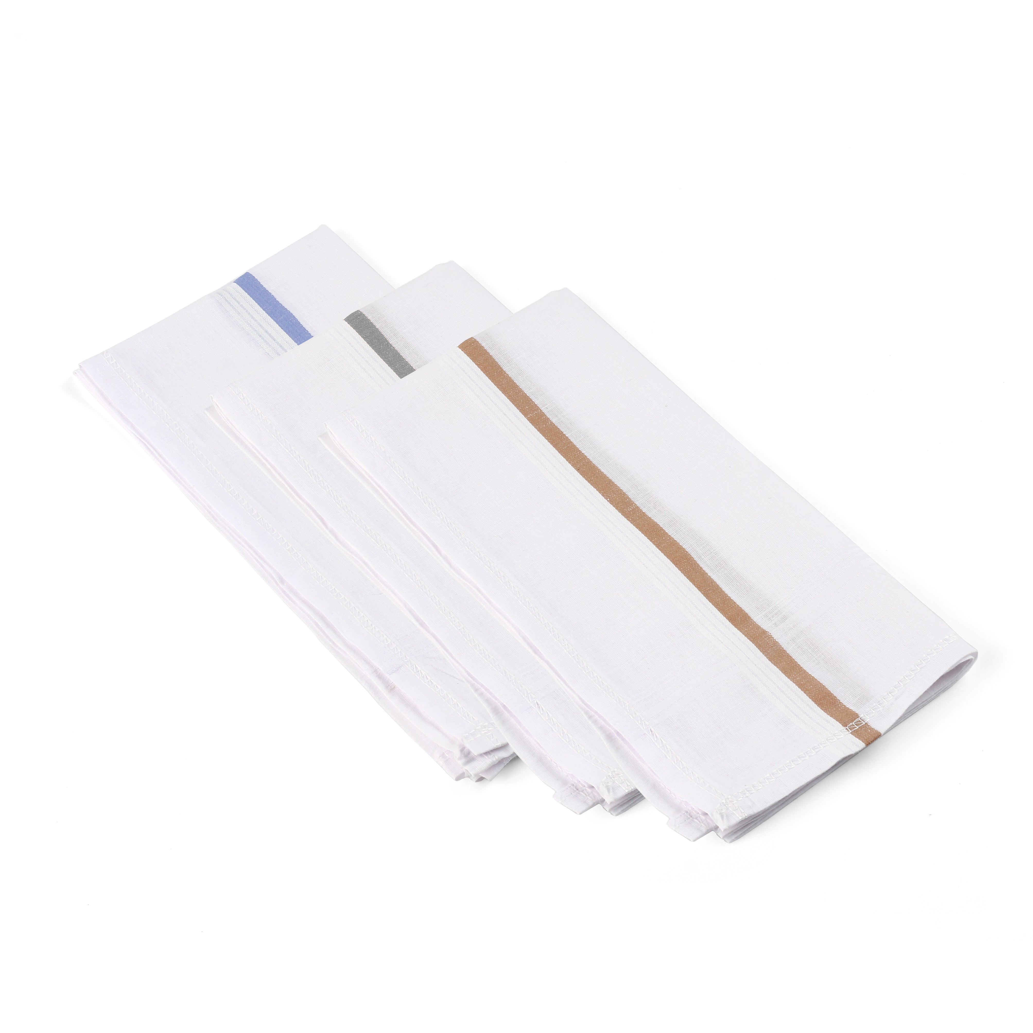 ROYAL SON Men's Stylish Cotton Casual Handkerchief Hanky (Pack of 09) - HNYK-WT-CLR-9P