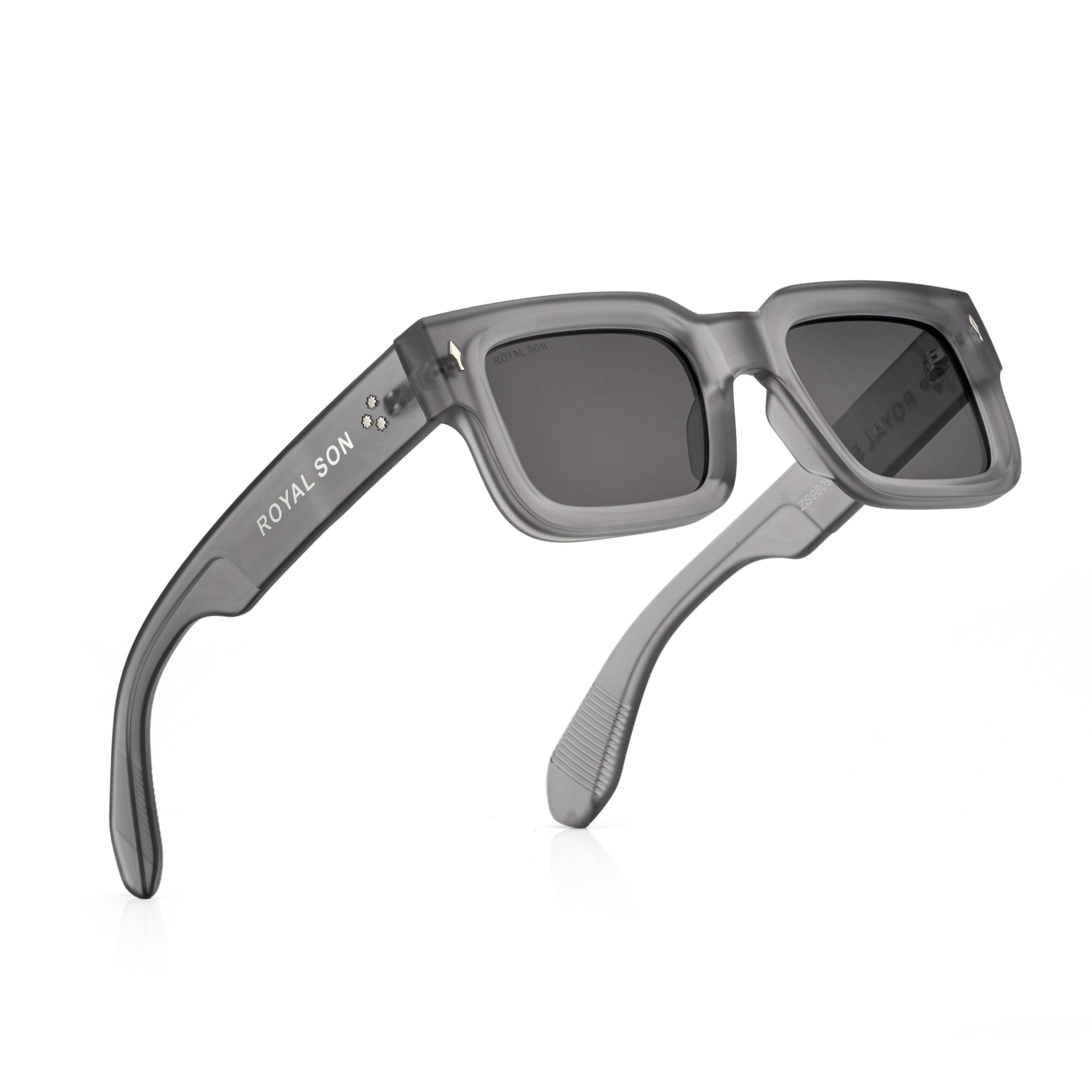 Royal Son Polarized Square Black Lens UV Protection Sunglasses for Men & Women - SG-RS1115-C2