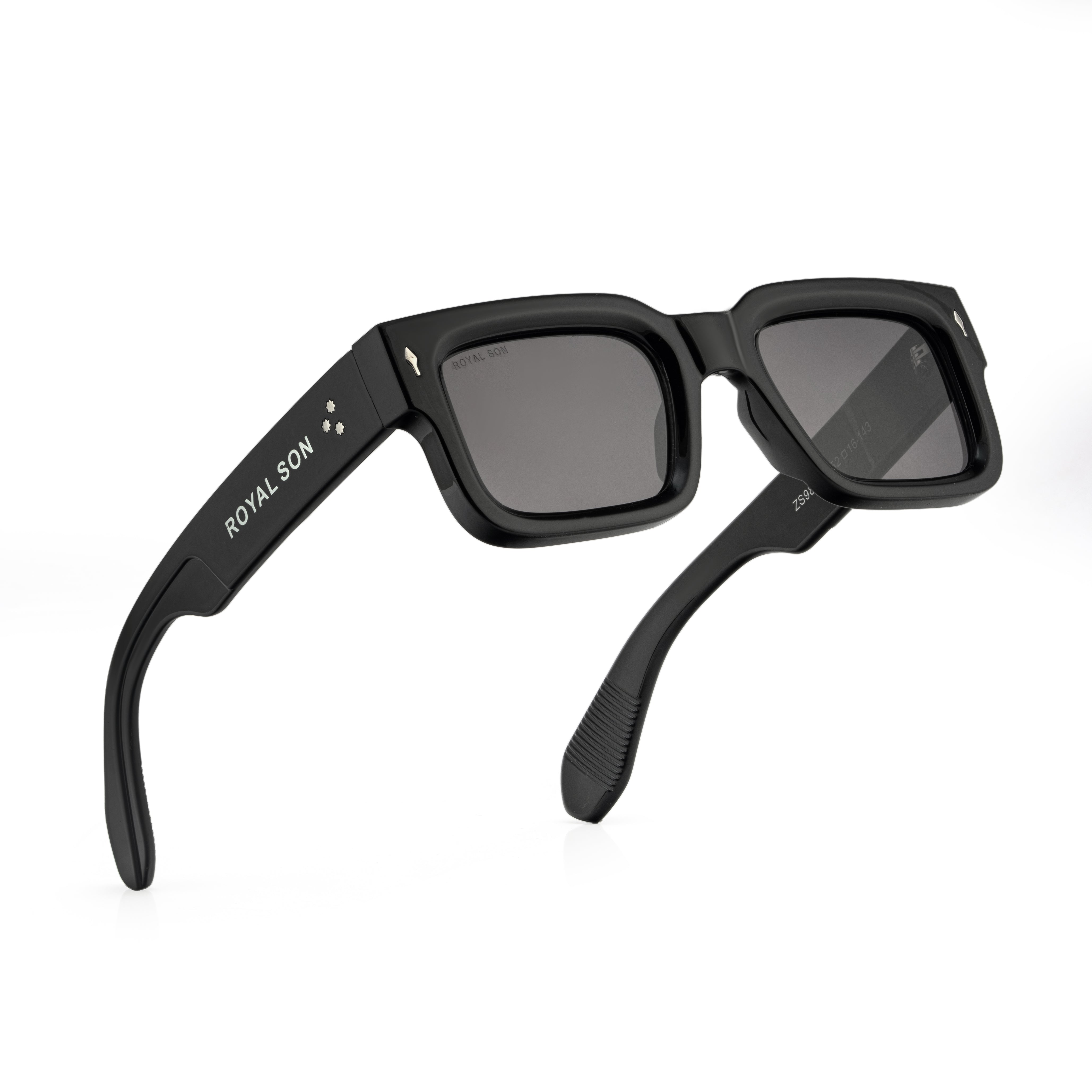 Royal Son Polarized Square UV Protected Black Lens Sunglasses for Men & Women - SG-RS1115-C1