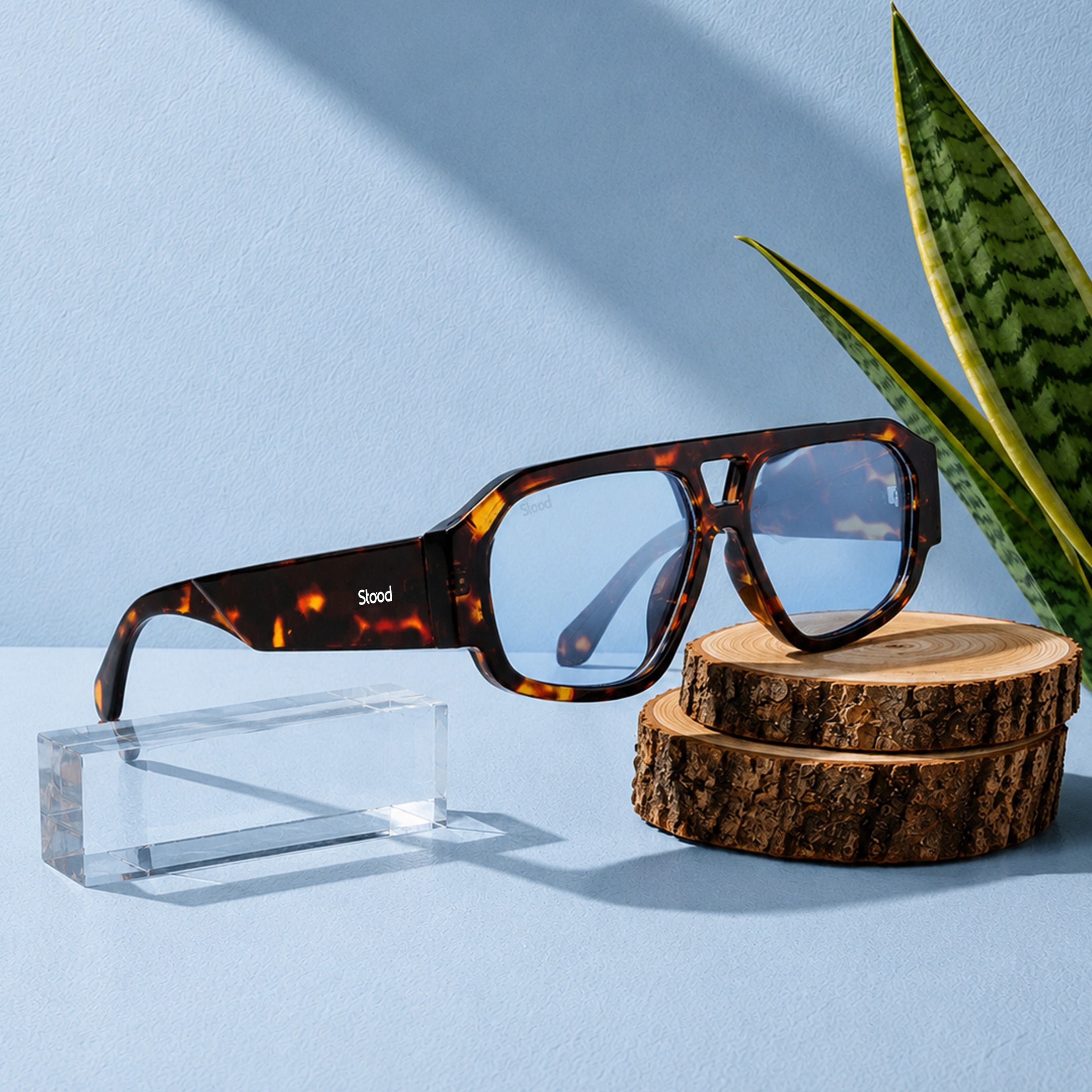 Stood Polygon UV Protected Blue Sunglasses For Men & Women - SG-STD0036-C3