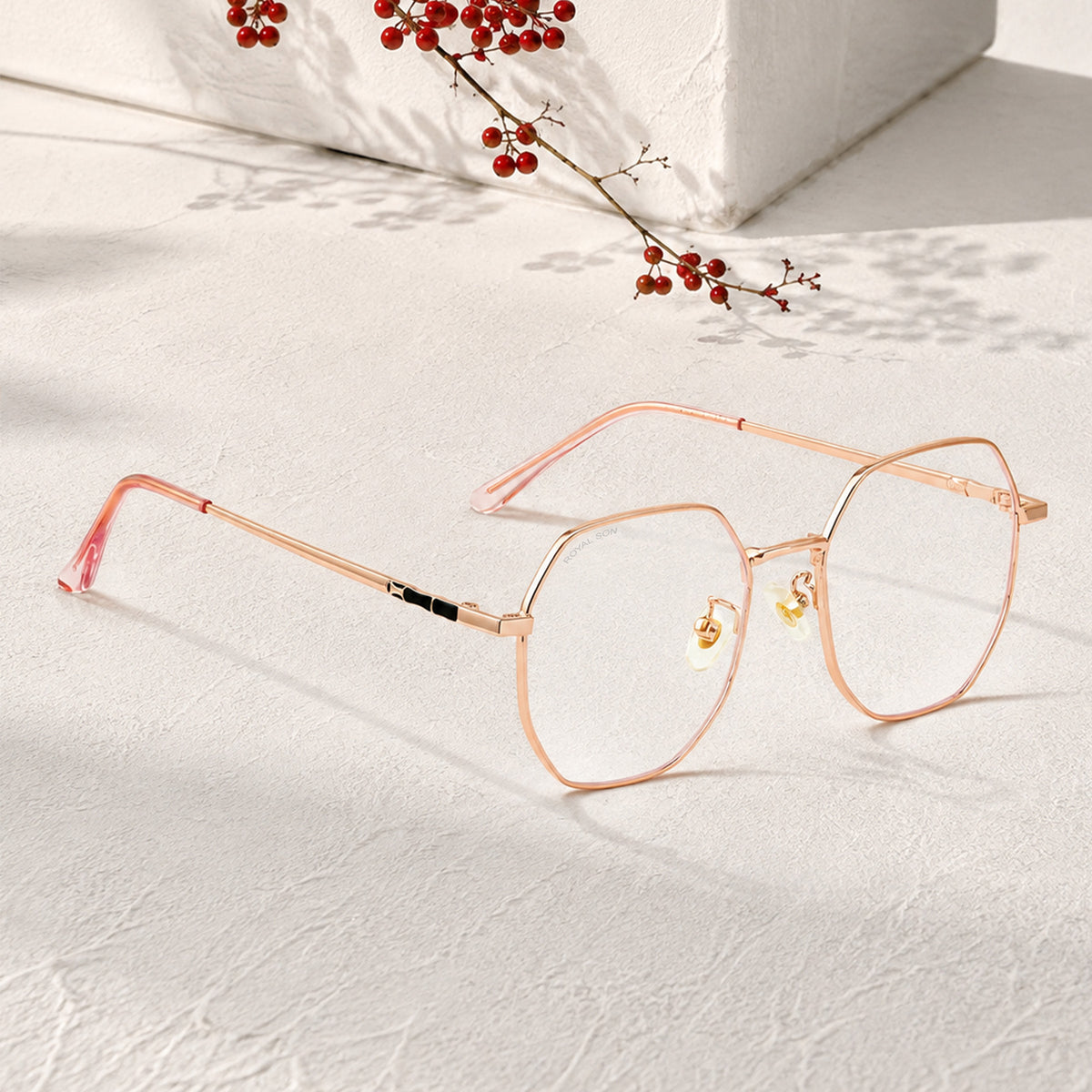 Royal Son Hexagonal Blue Ray Cut Men Women Eye Glasses - SF0019-C5