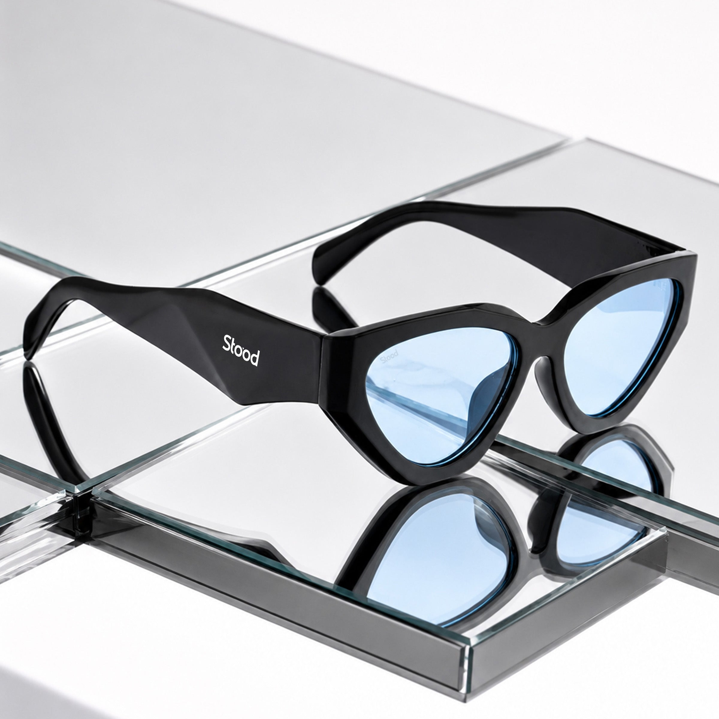 Stood Cat-Eye UV Protected Blue Sunglasses For Men & Women - SG-STD0035-C2
