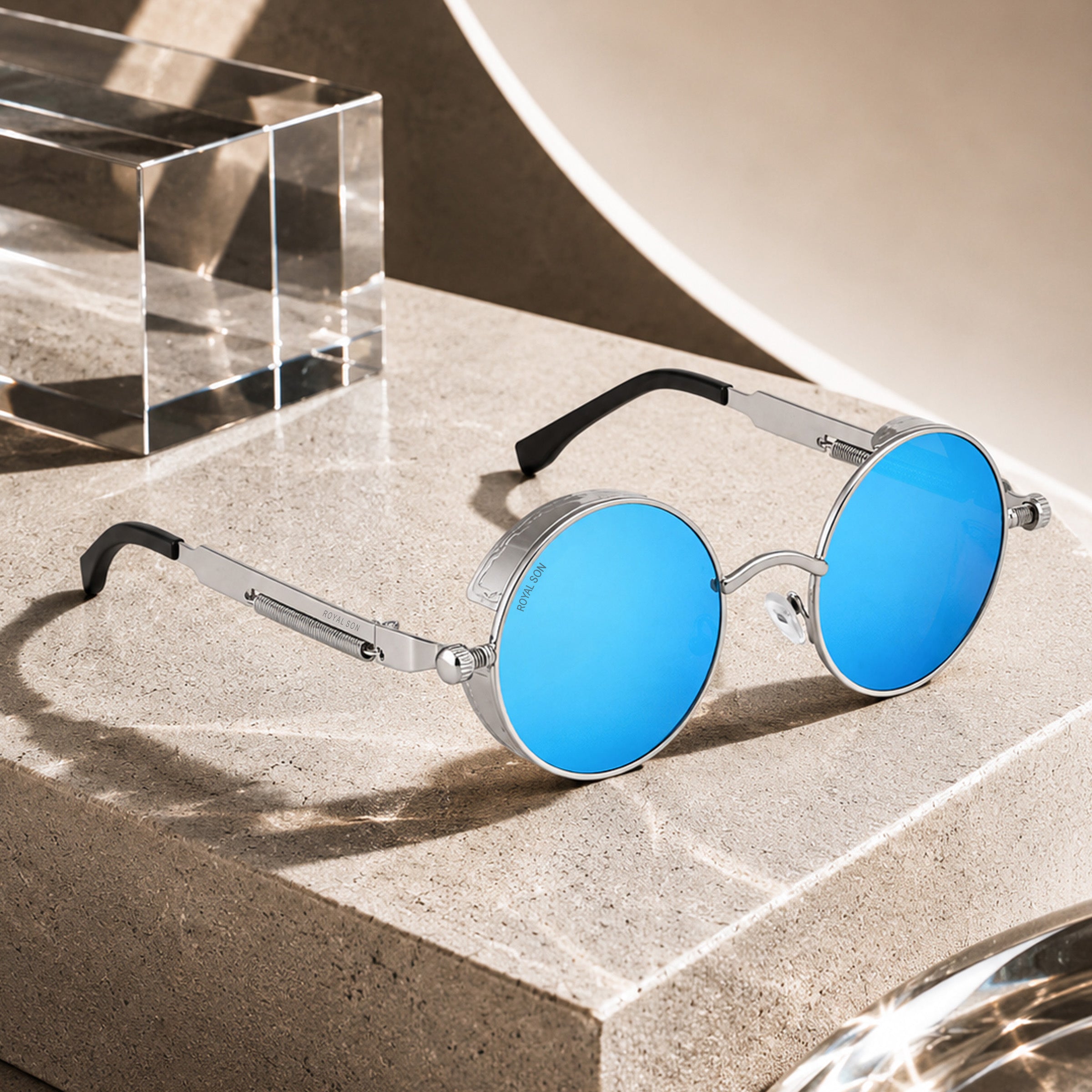 Royal Son Round Mirrored Men Women Sunglasses - CHI0084-C3