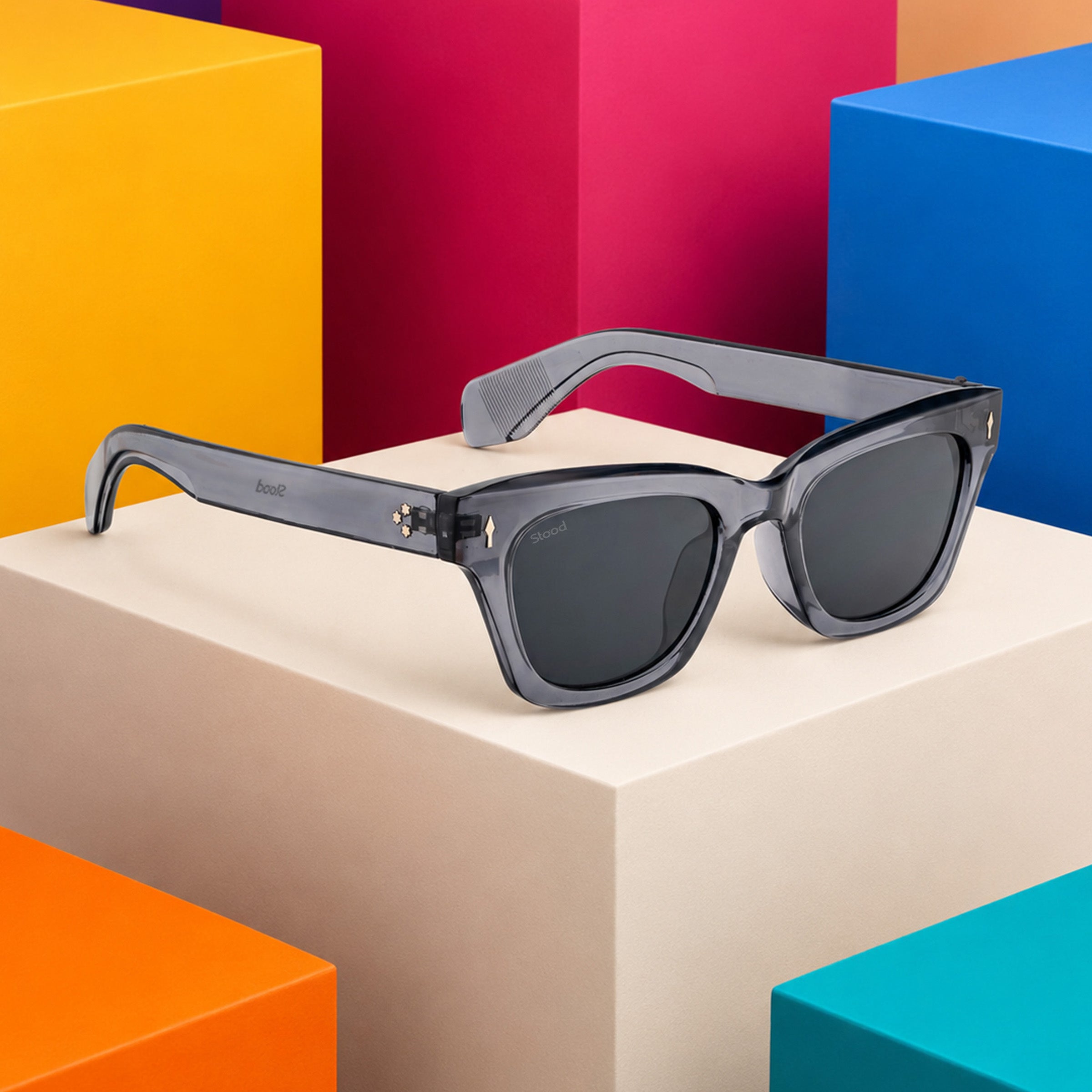 Stood Cat Eye Square Black UV Protection Chashma For Men & Women New Style – SG-STD0027-C2
