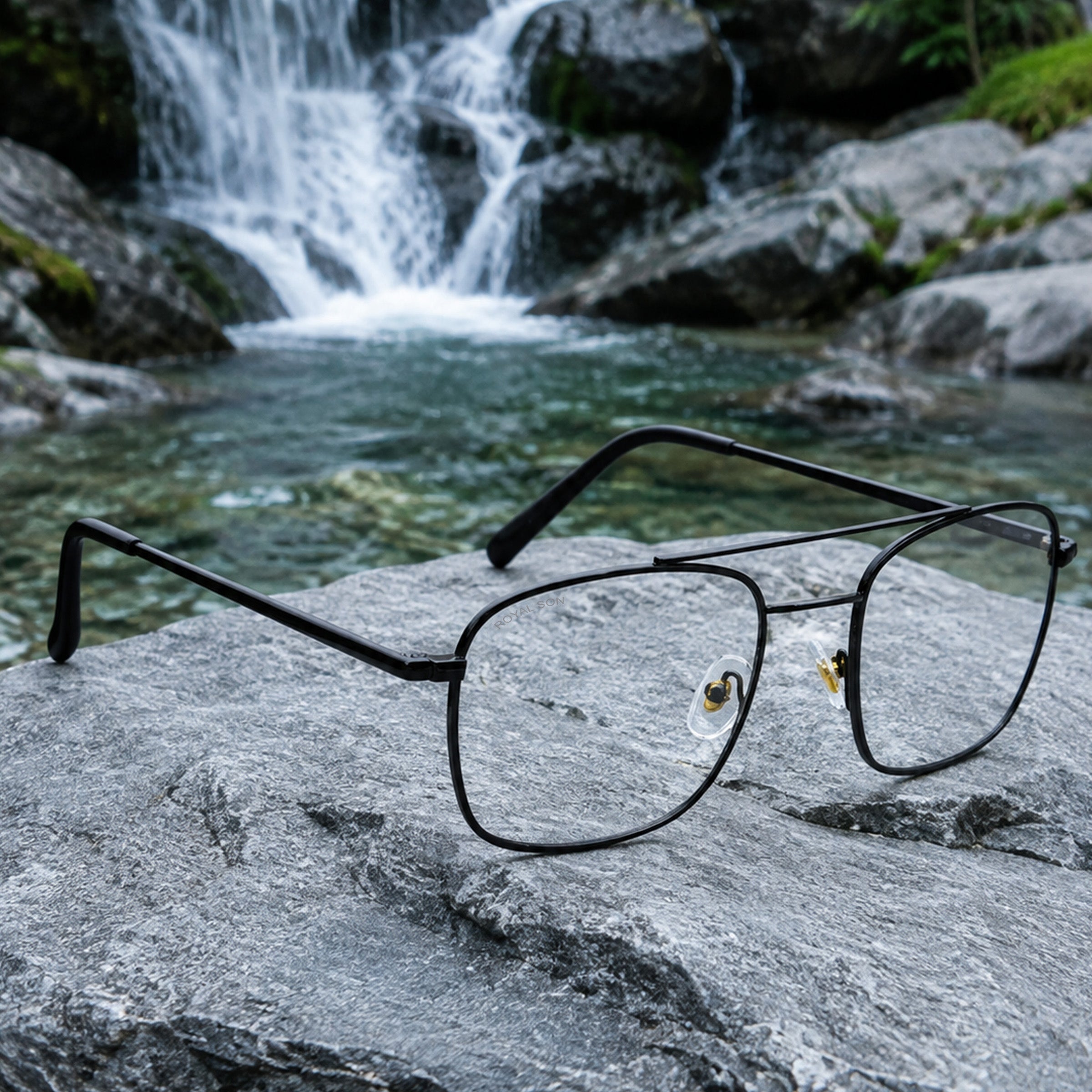 ROYAL SON Retro Square Spectacle Frame For Men And Women (RS0023SF|50|Transparent Lens)
