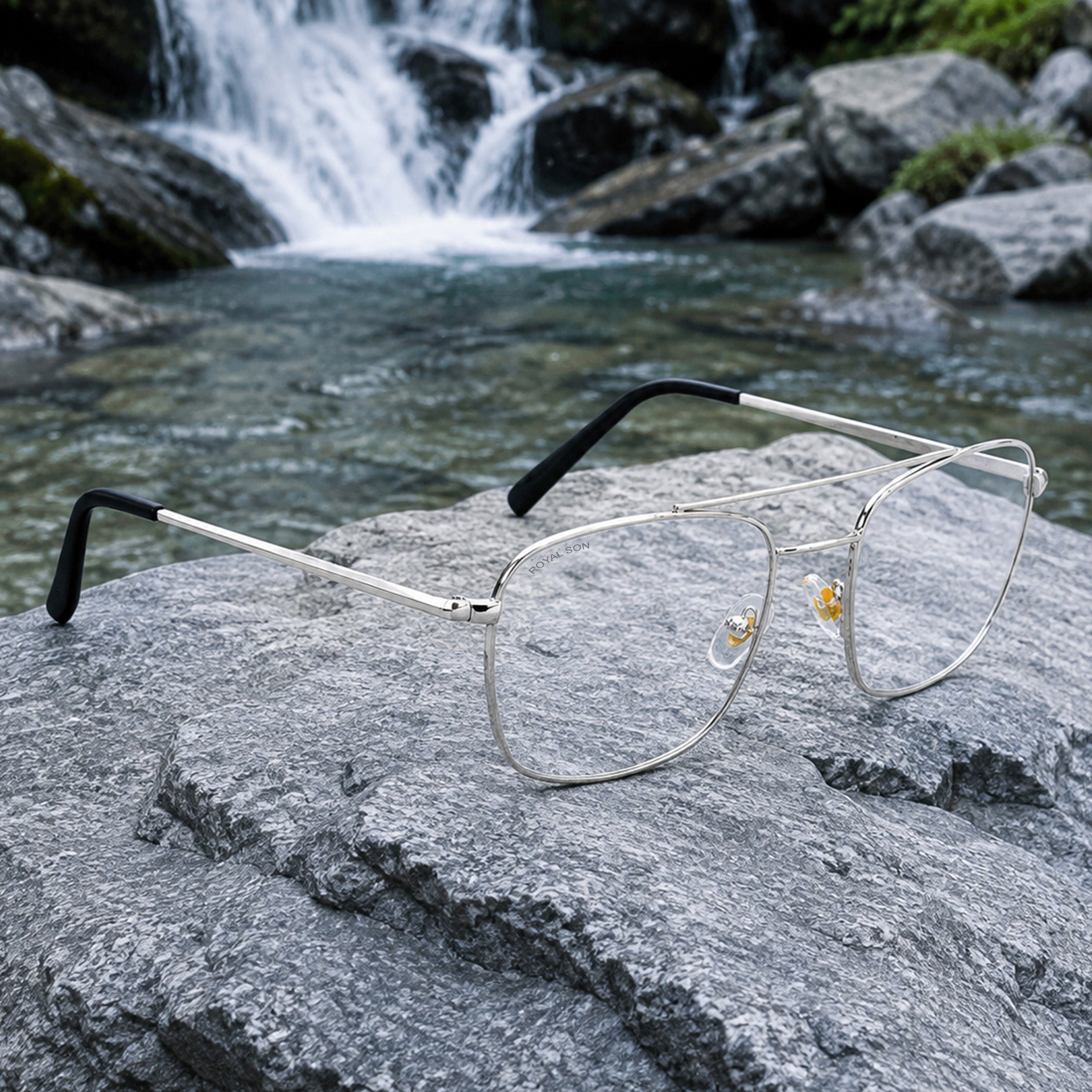 ROYAL SON Retro Square Spectacle Frame For Men And Women (RS0024SF|50|Transparent Lens)