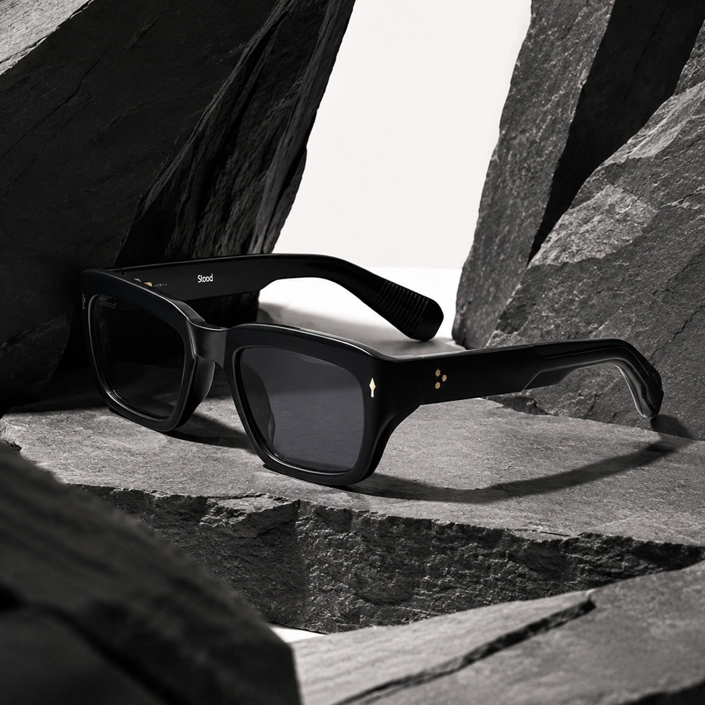 Stood Black Rectangle UV Protected Sunglasses For Men & Women - SG-STD0037-C1