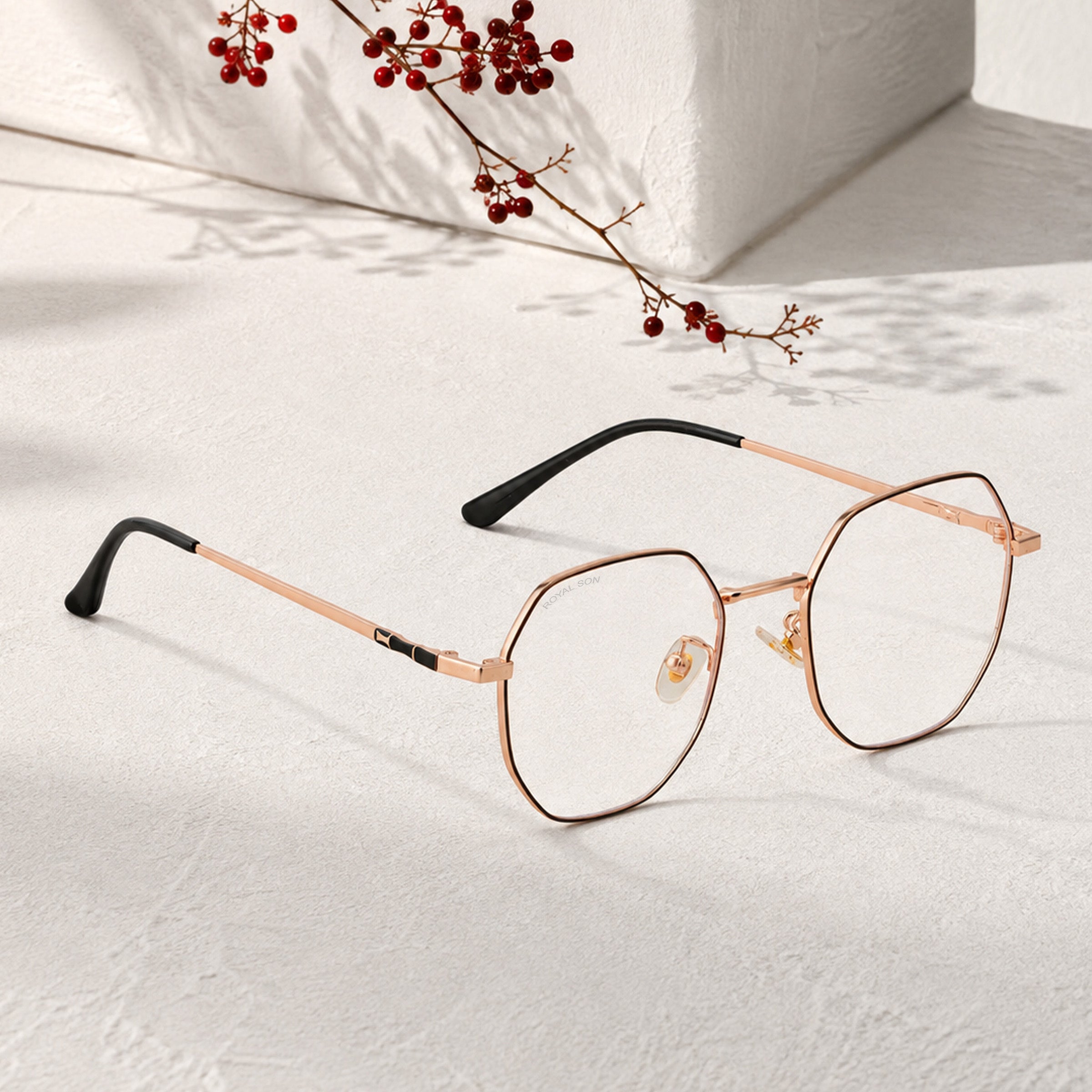 Royal Son Hexagonal Blue Ray Cut Men Women Eye Glasses - SF0019-C4