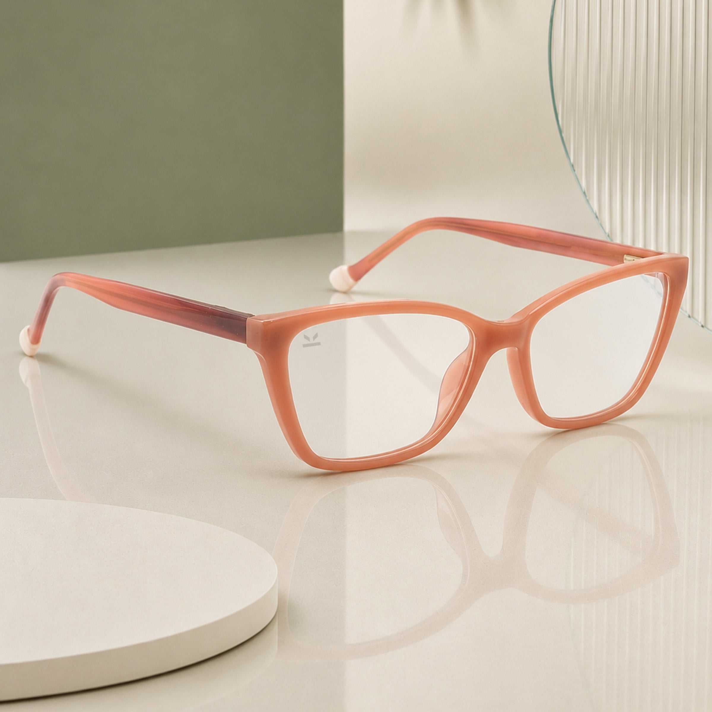 PERKEY Full Rim Soft Cat Eye Pink Spectacle Frame For Women - OPTL0021-C3