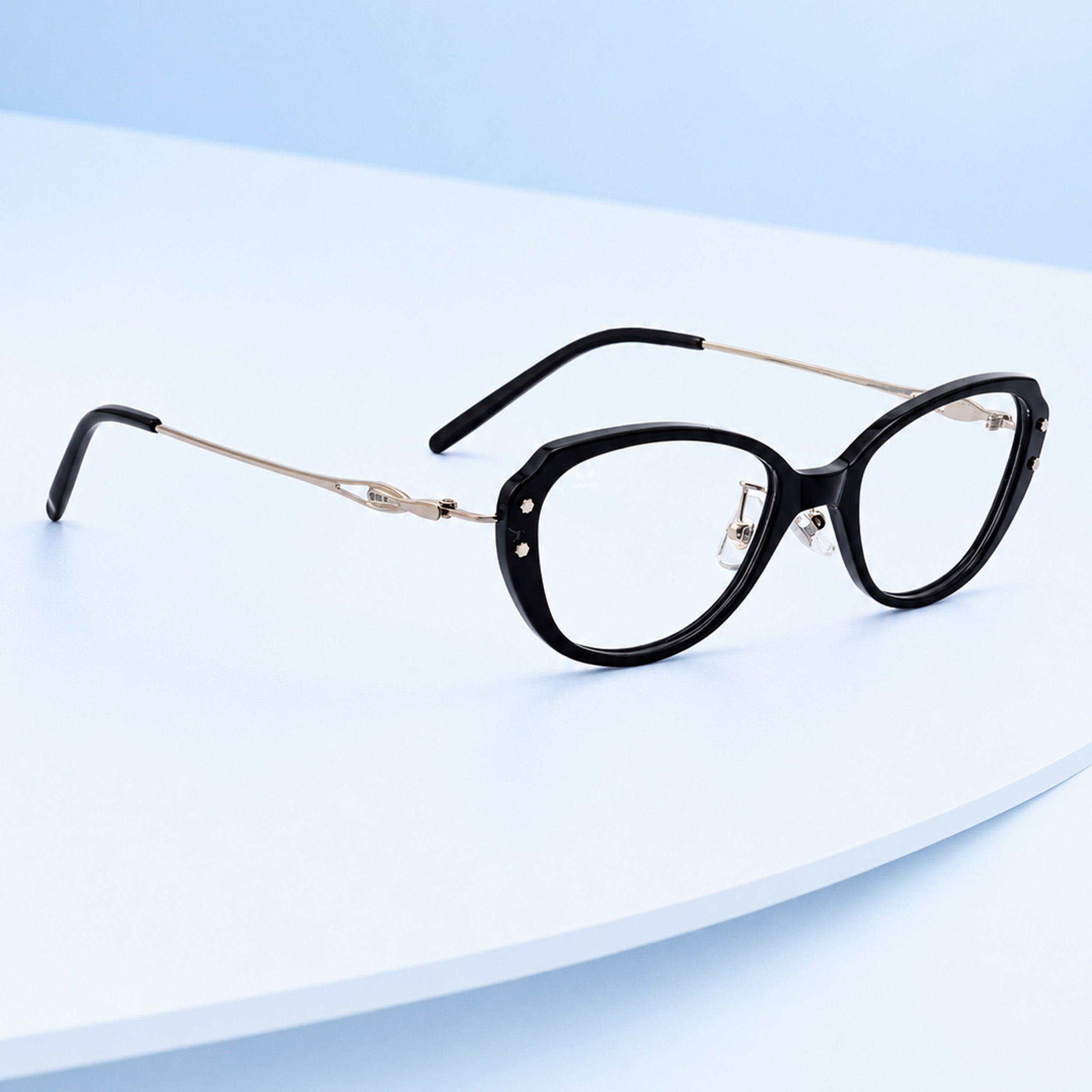 PERKEY Full Rim Oval Black Eyeglass Frame For Women  - OPTL0025-C1