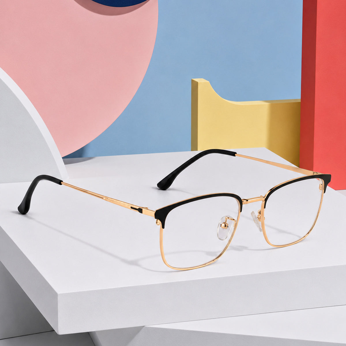 Royal Son Full Rim Black Gold Anti glare Blue Cut Spectacles Frames Men Women -SF0087-C4