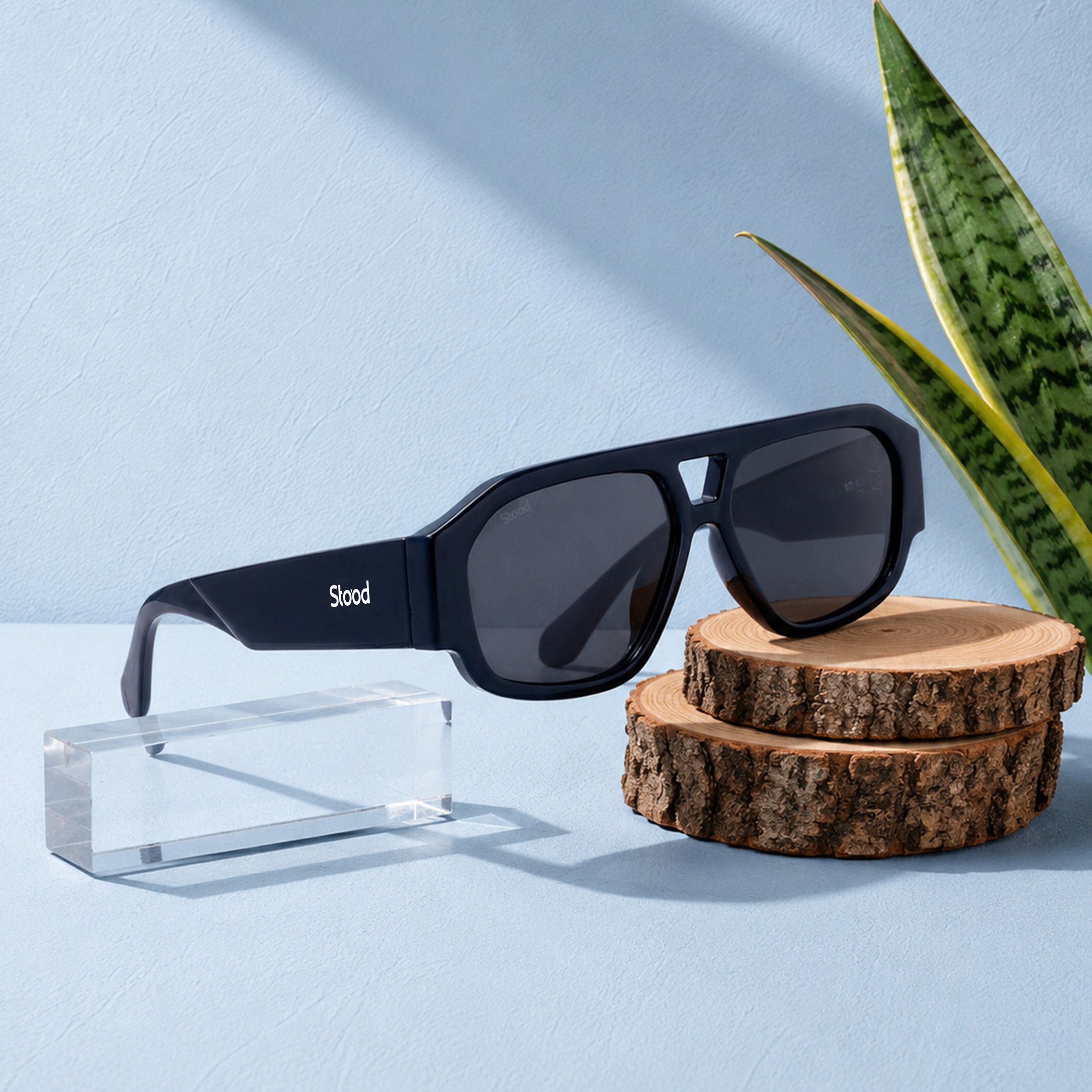 Stood Polygon UV Protected Black Sunglasses For Men & Women - SG-STD0036-C1