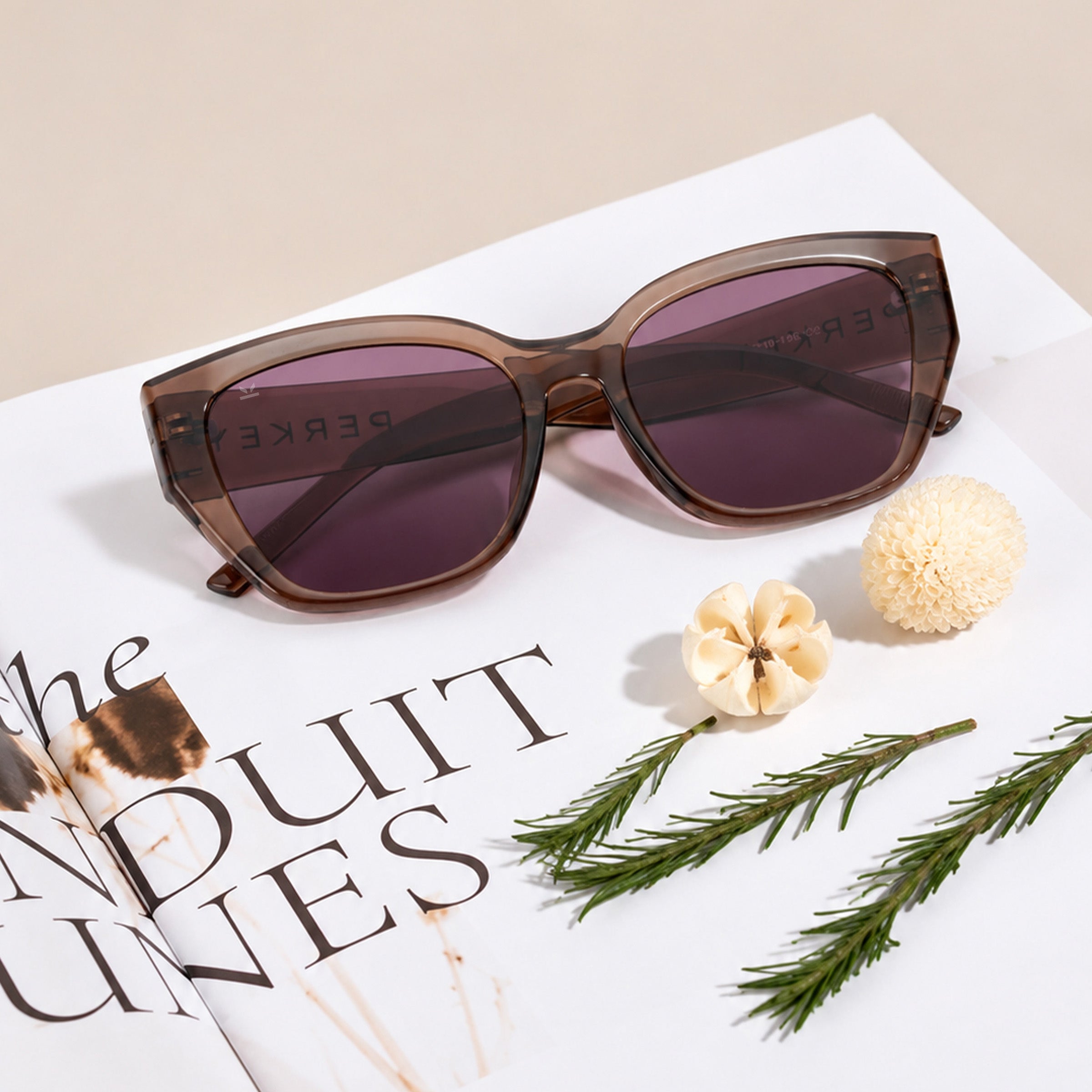 PERKEY UV Protection Retro Square Brown Sunglasses for Men & Women – PRKY0023-C2
