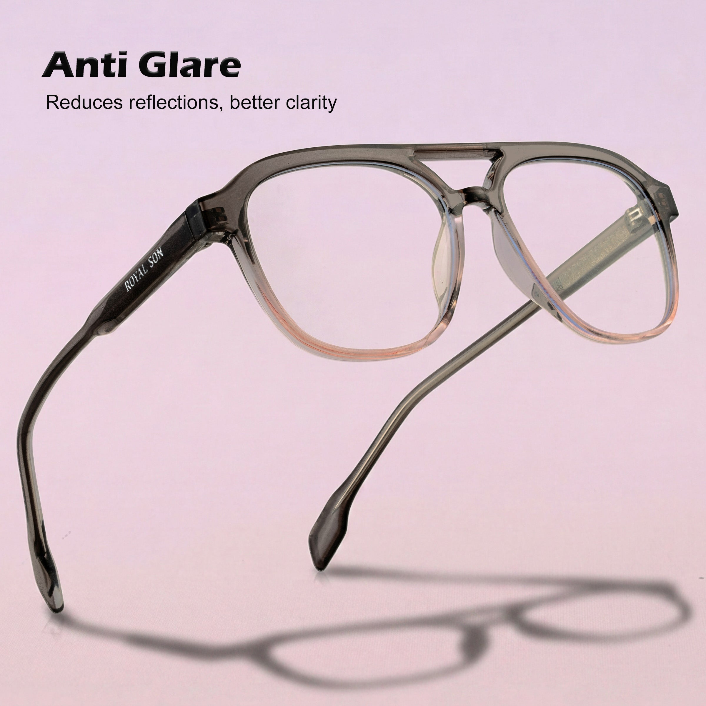 Royal Son Square Anti Glare Spectacles Frames For Men & Women – SF-RS9090-C2