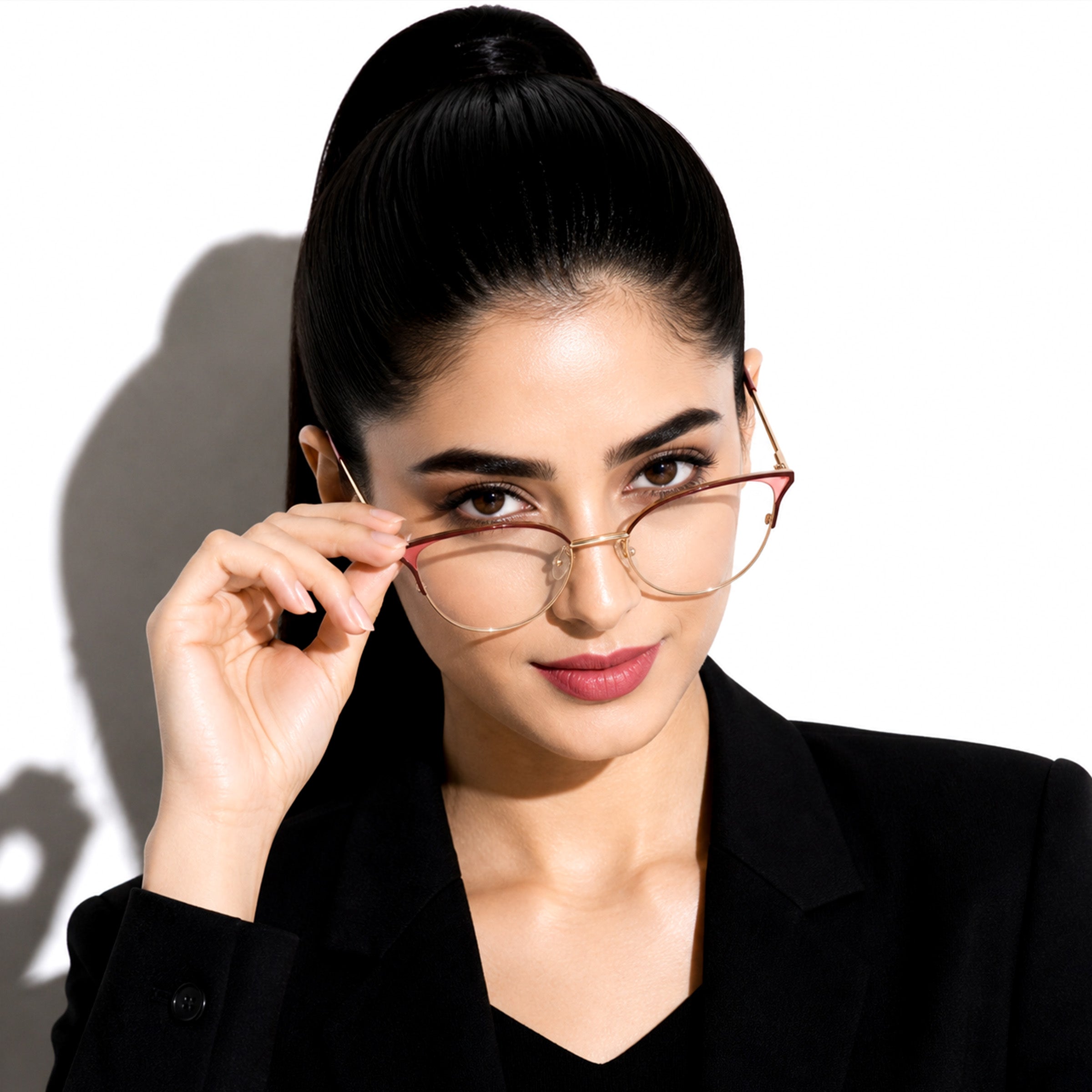Royal Son Cat Eye Maroon Gold Computer Glasses Women - SF0084-C3