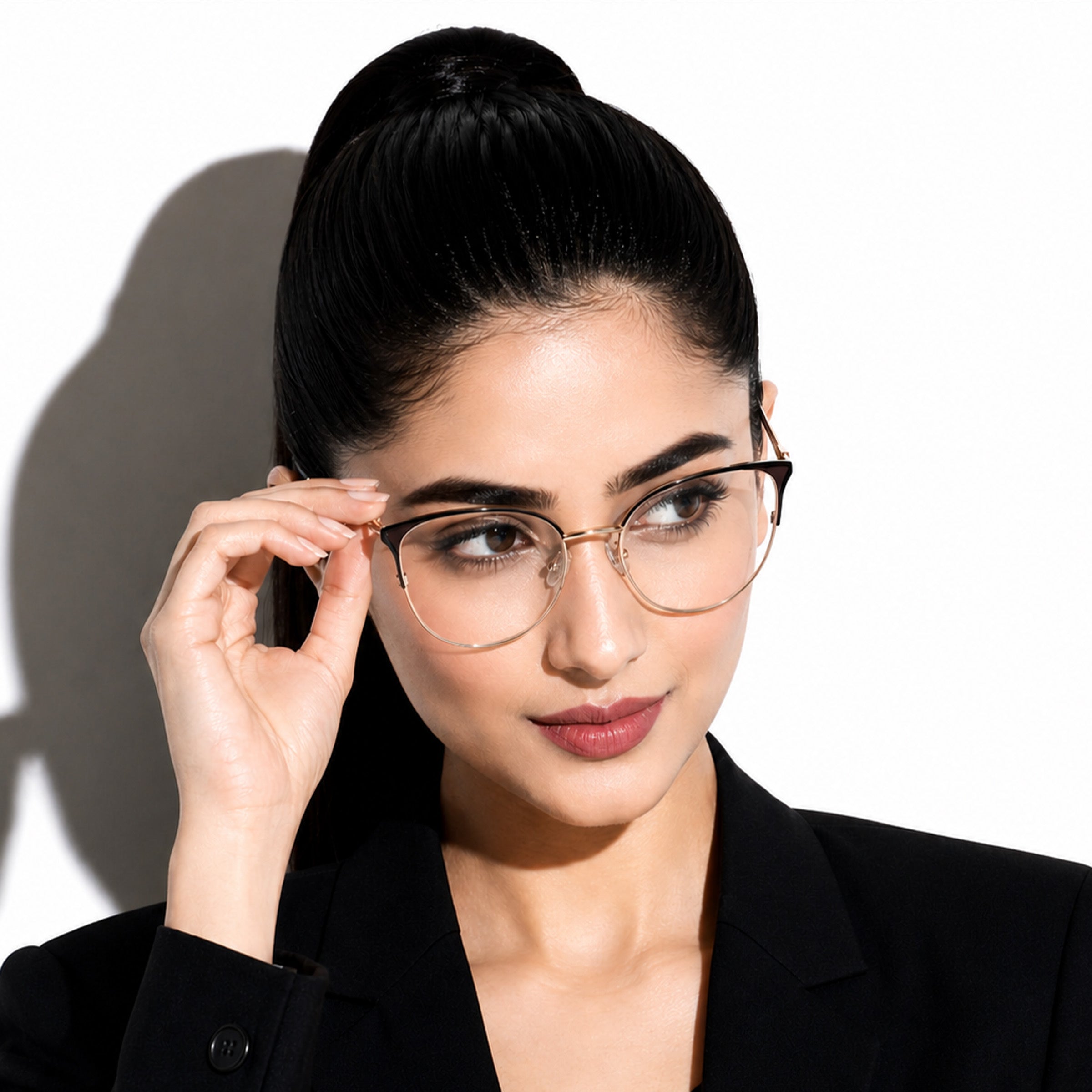 Royal Son Cat Eye Black Gold Spectacles Frames Women - SF0084-C1