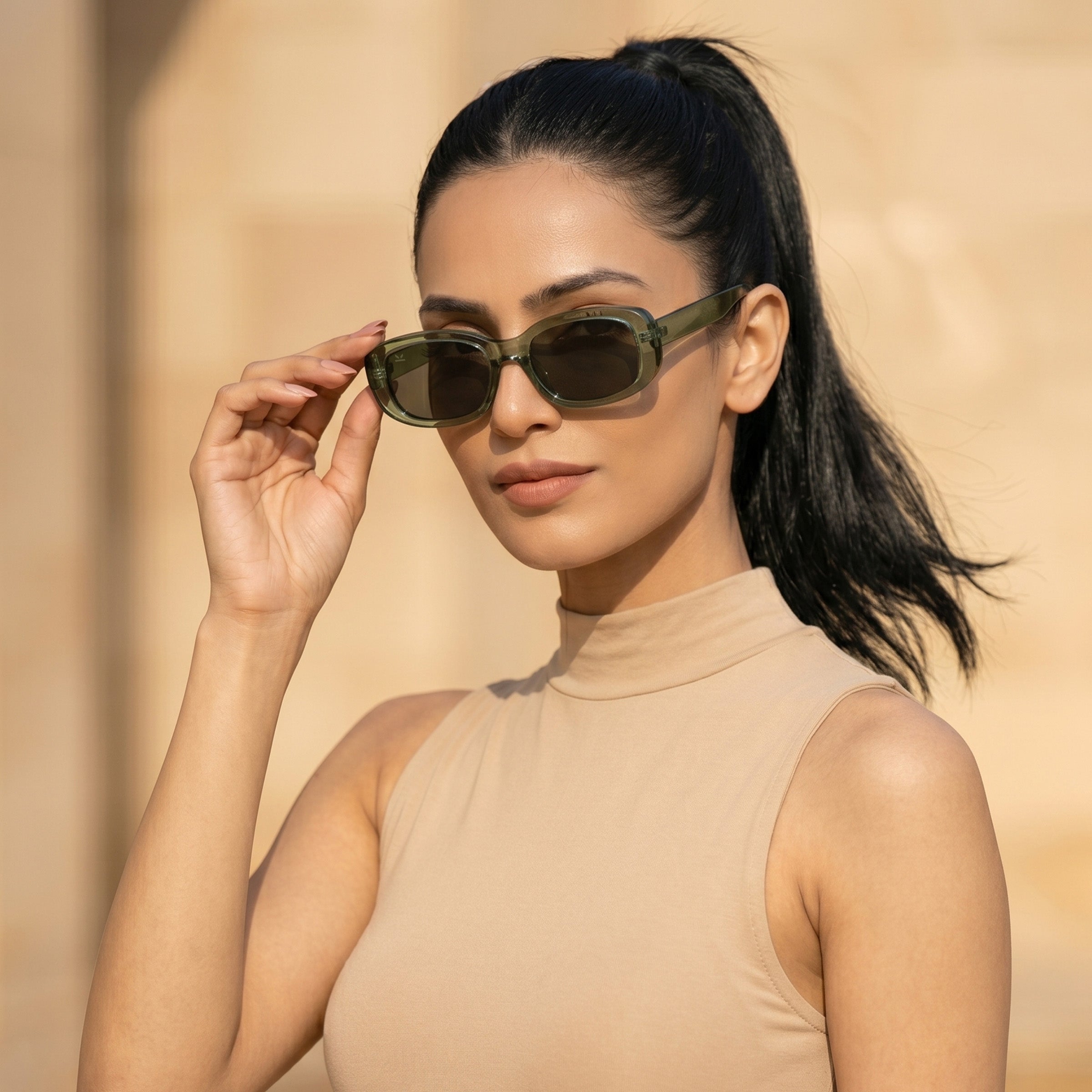 PERKEY 100% UV Protected Rectangle Shades For Women - PRKY0019-C2