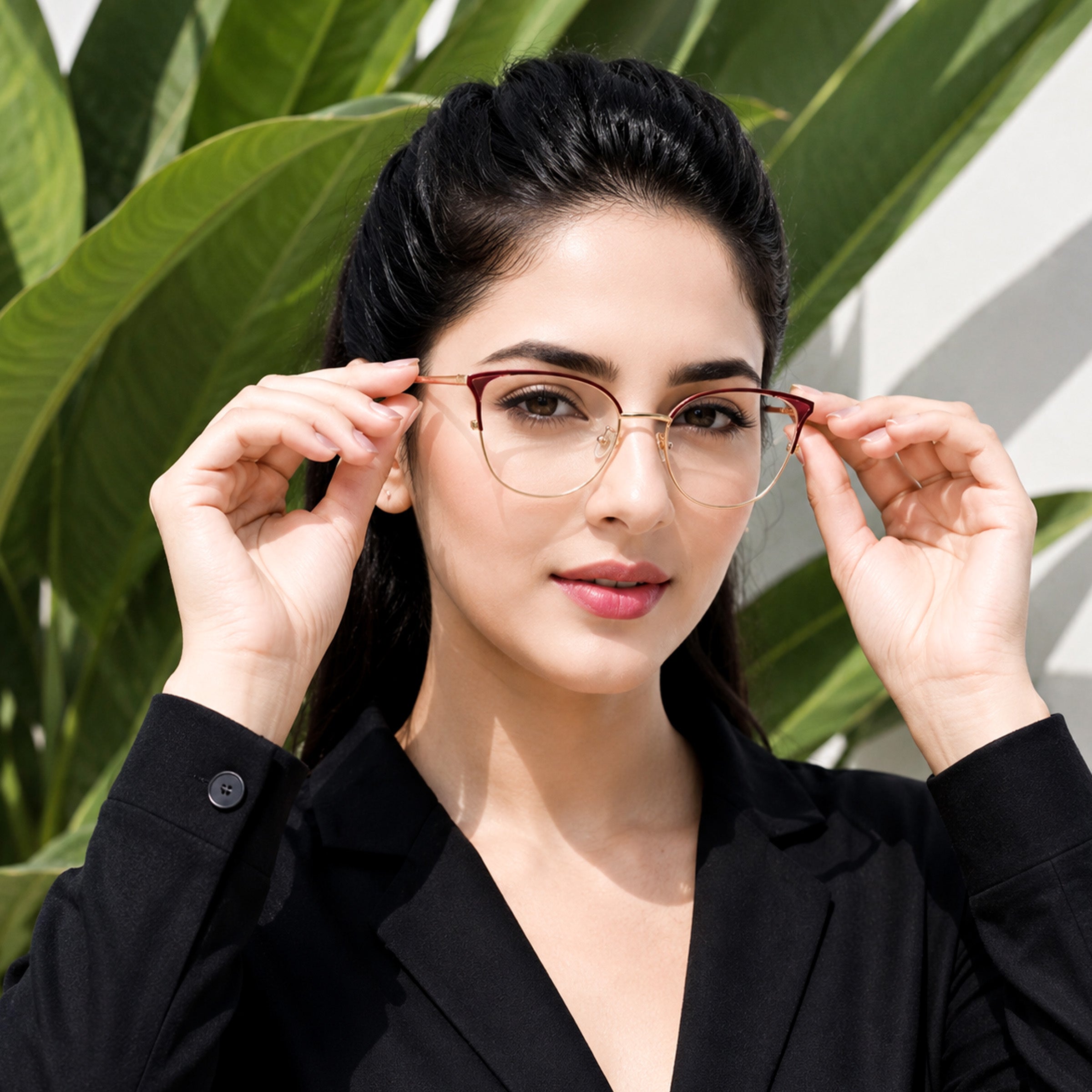 Royal Son Cat Eye Maroon Gold Computer Glasses Women - SF0084-C3