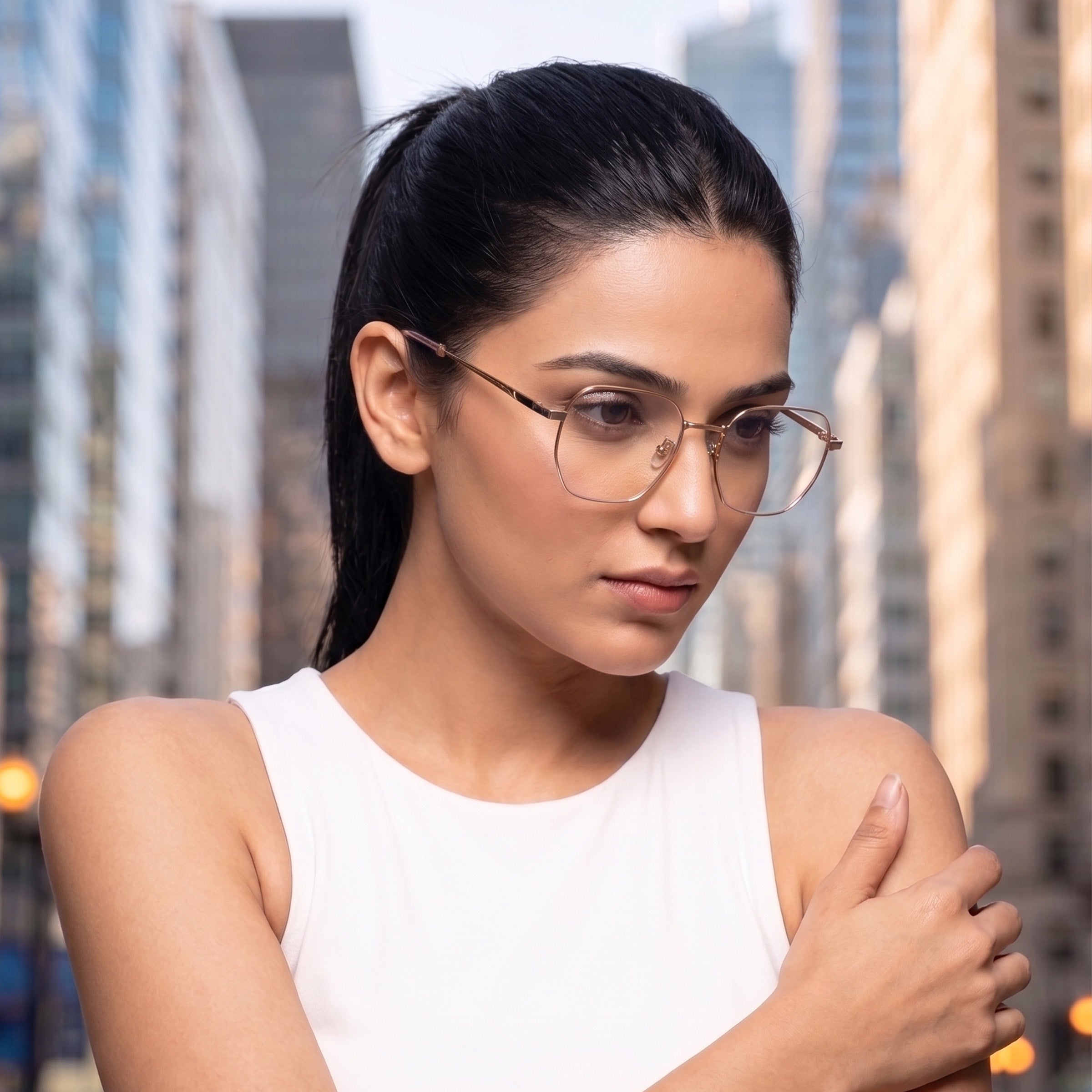 Royal Son Polygon Blue Ray Cut Men Women Eye Glasses - SF0016-C5