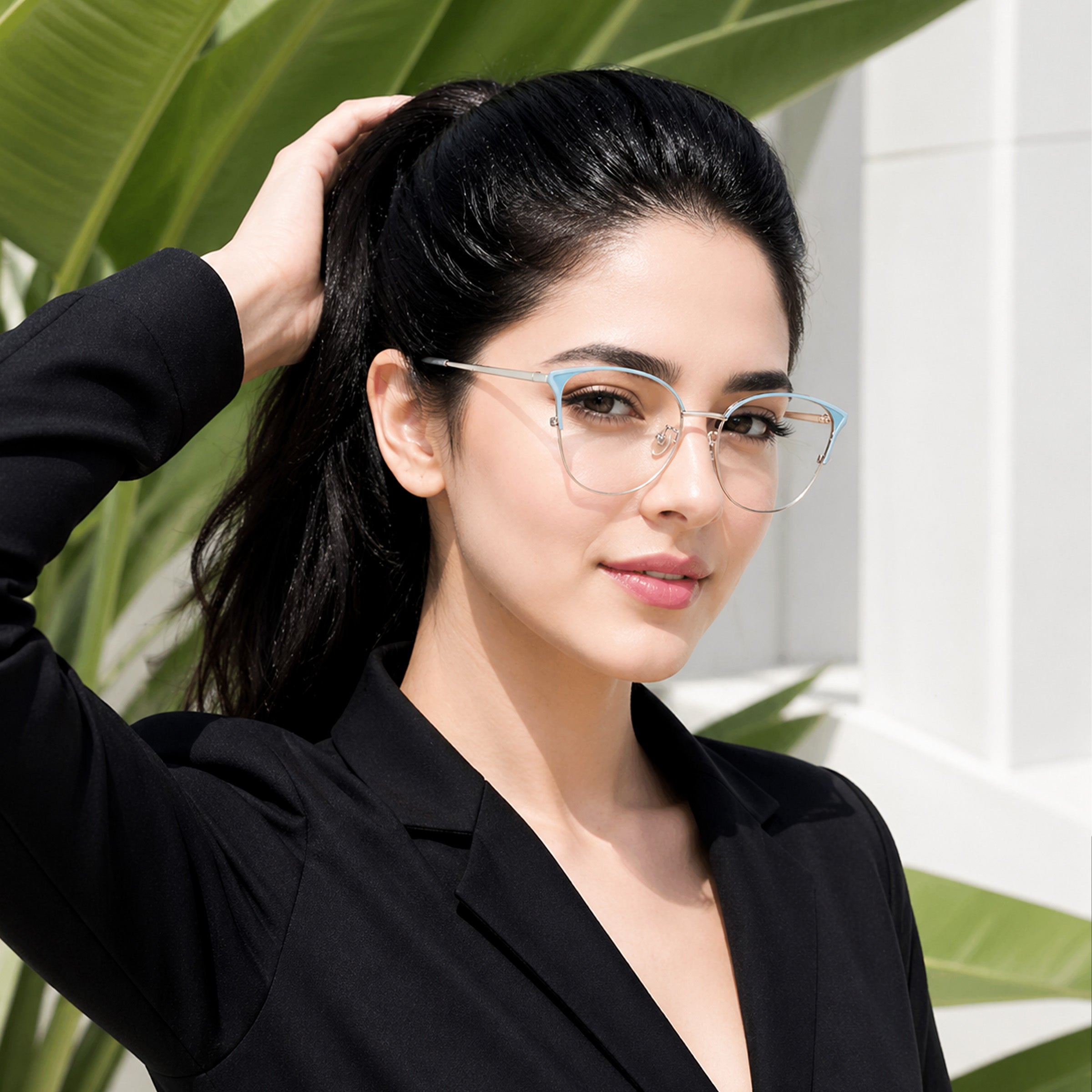Royal Son Full Rim Grey Silver Blue Cut Anti glare Eye Protection Specs Women - SF0084-C2 - SF0084-C2