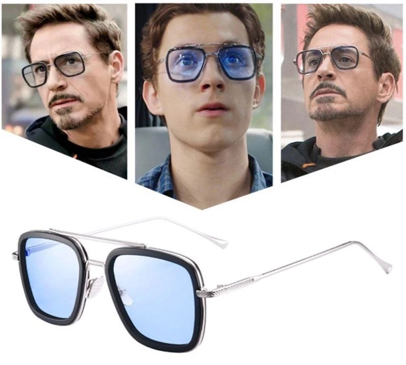 Iron man Glasses Endgame Tony Stark Square Sunglasses- Yellow / Night Vision