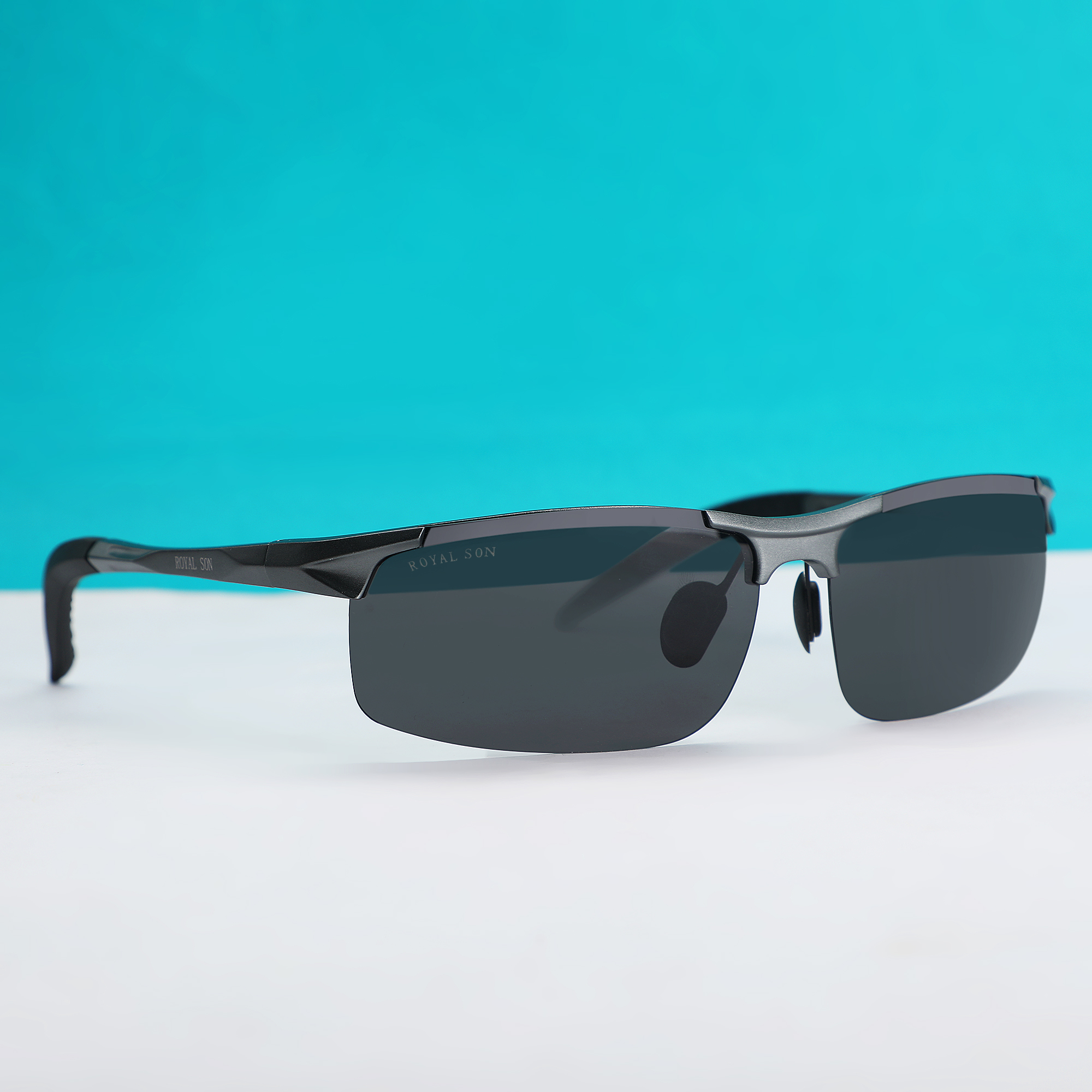 Royal Son Rimless HD Polarized Aluminium Sports Men Sunglasses – Black
