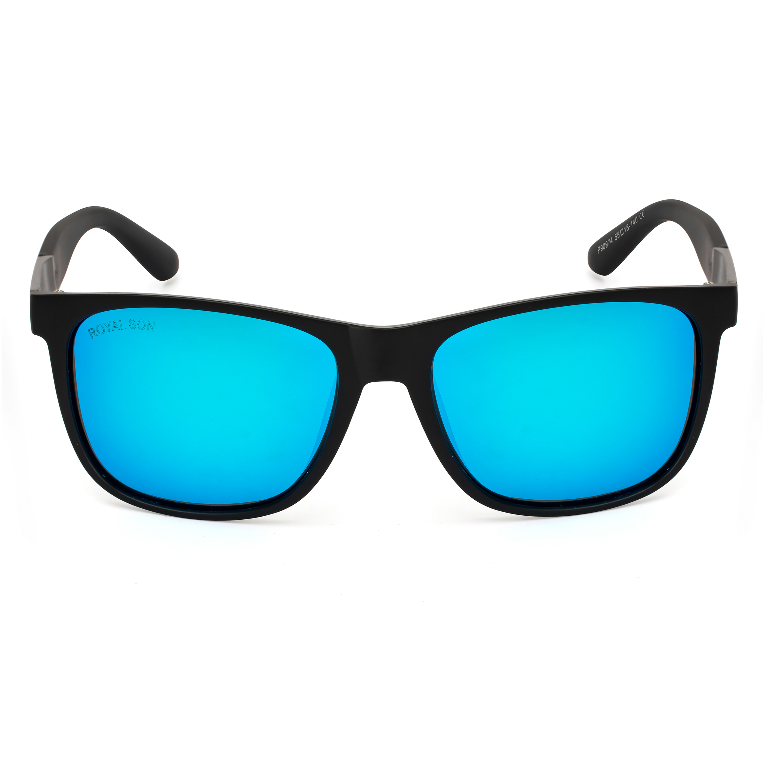 Ice Blue Mirror Polarized Sunglasses with Matte Black Frame