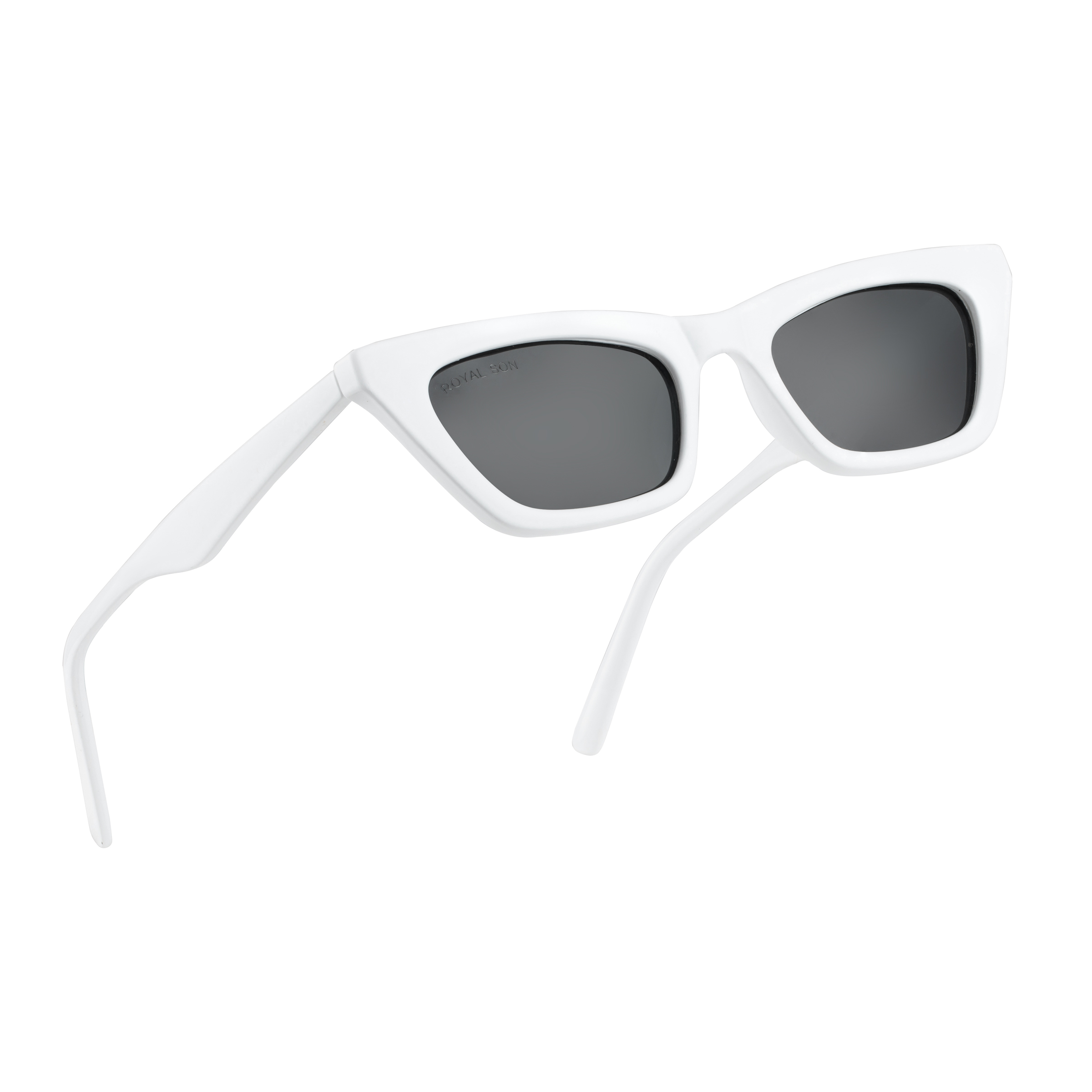 Women's Black Lens White Oval Sunglasses