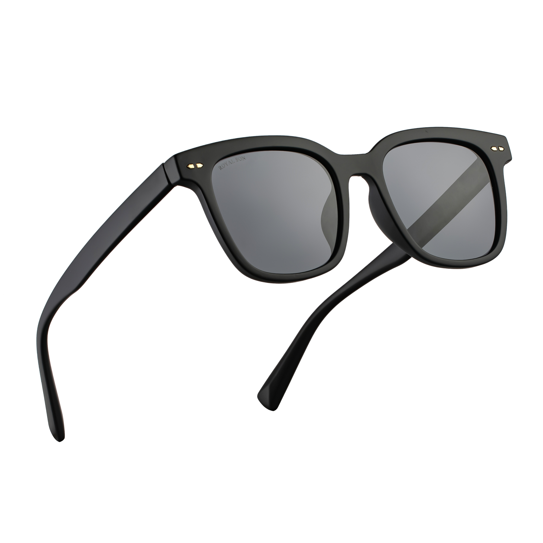 Royal Son Fashion Square Polarized Sunglasses for Men Stylish UV Protection - Black