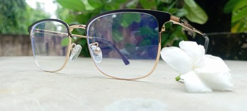 Royal Son Square Black Gold Metal Computer Eyeglasses Frame - SF0087-C4 photo review