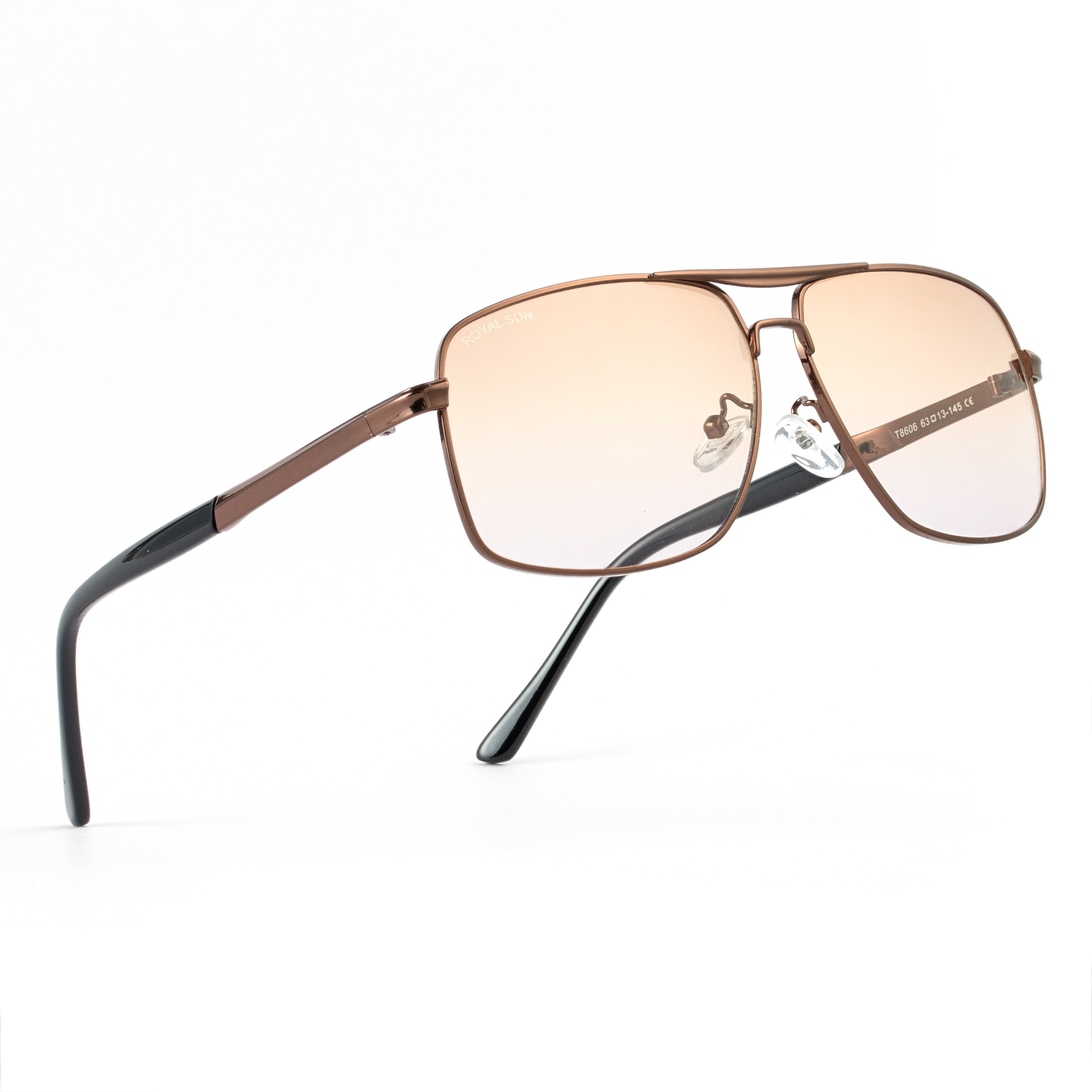 Royal Son Rectangle Fashion Brown Metal Sunglasses For Men Eyewear  Polarized Uv Protection
