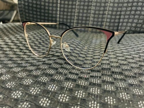 Royal Son Cat Eye Maroon Gold Computer Eyeglasses Frame For Women - SF0084-C3 photo review